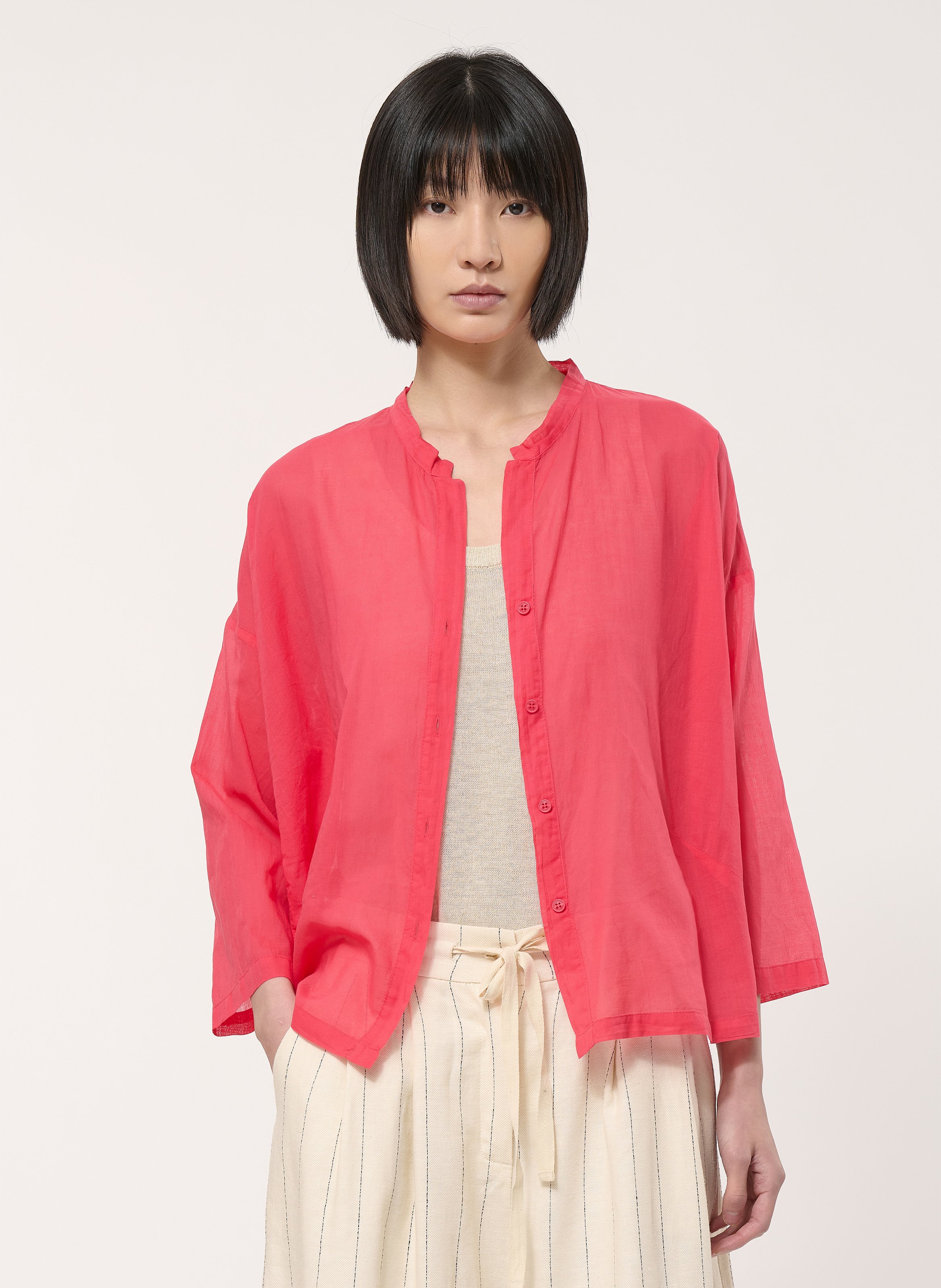 Baumwollbluse mit offenem Kragen HUMILITY Rot