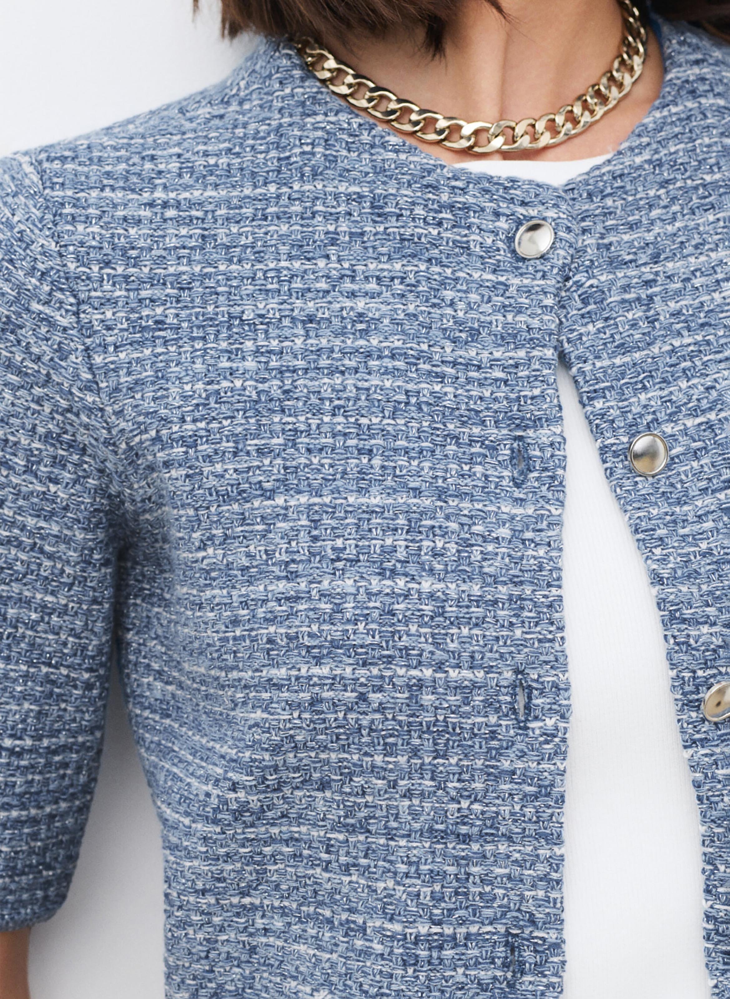 Short tweed sleeveless jacket CAROLL Blue