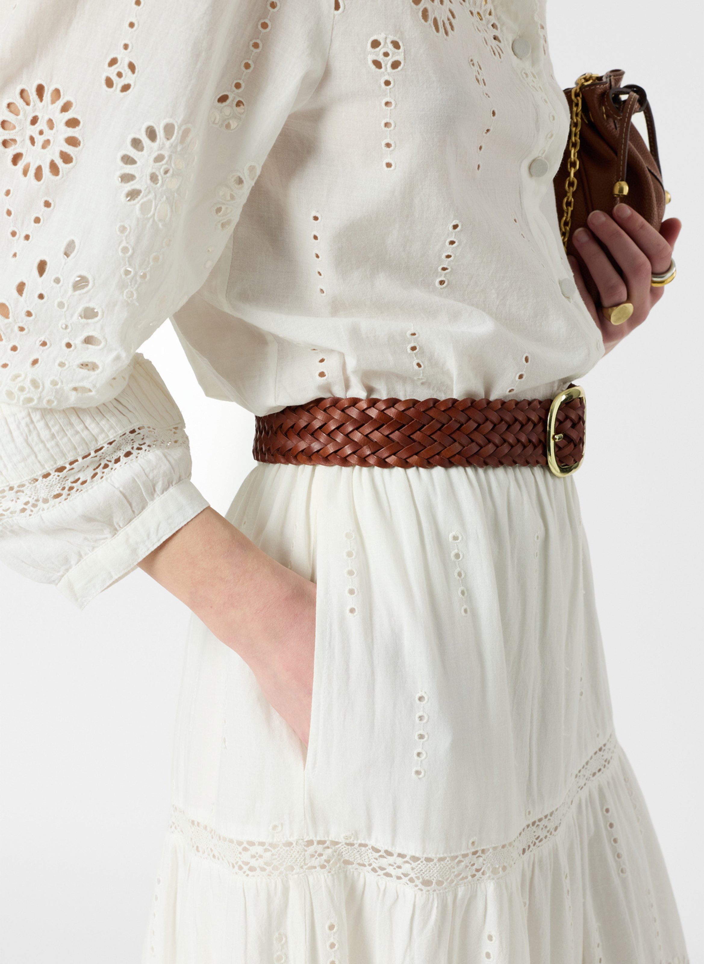 Jupe longue en coton brodé GERARD DAREL Beige