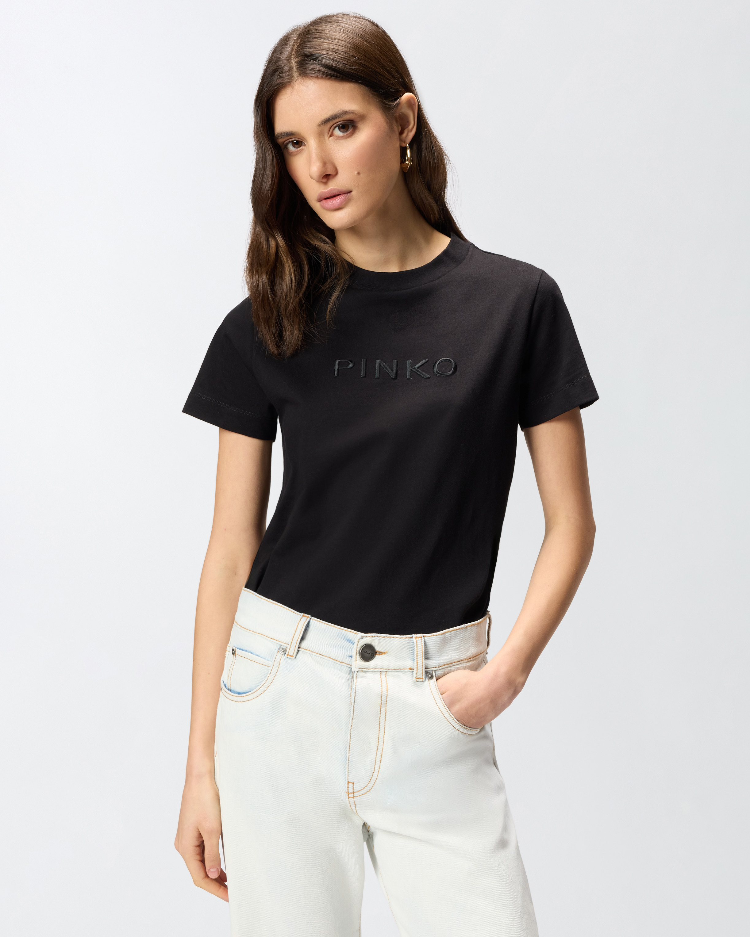 Embroidered Pinko logo T-shirt PINKO