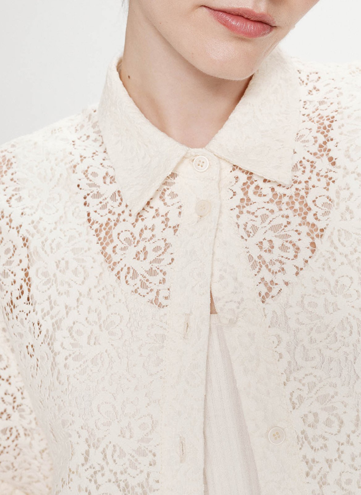 Classic-collar lace shirt GRACE ET MILA White