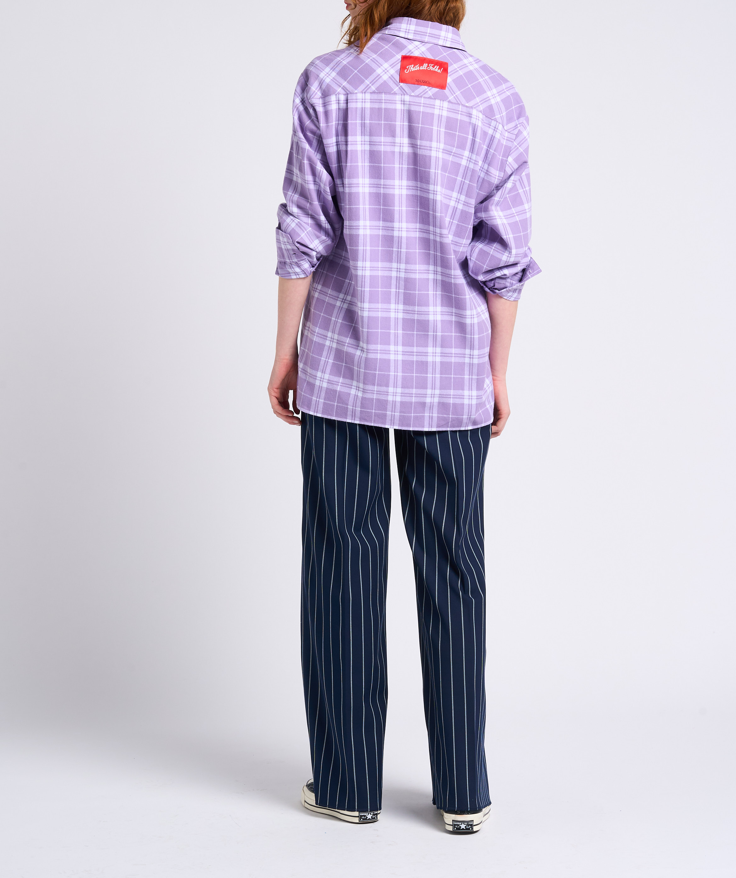 Kariertes Baumwollhemd mit klassischem Kragen MAX&Co. Violett