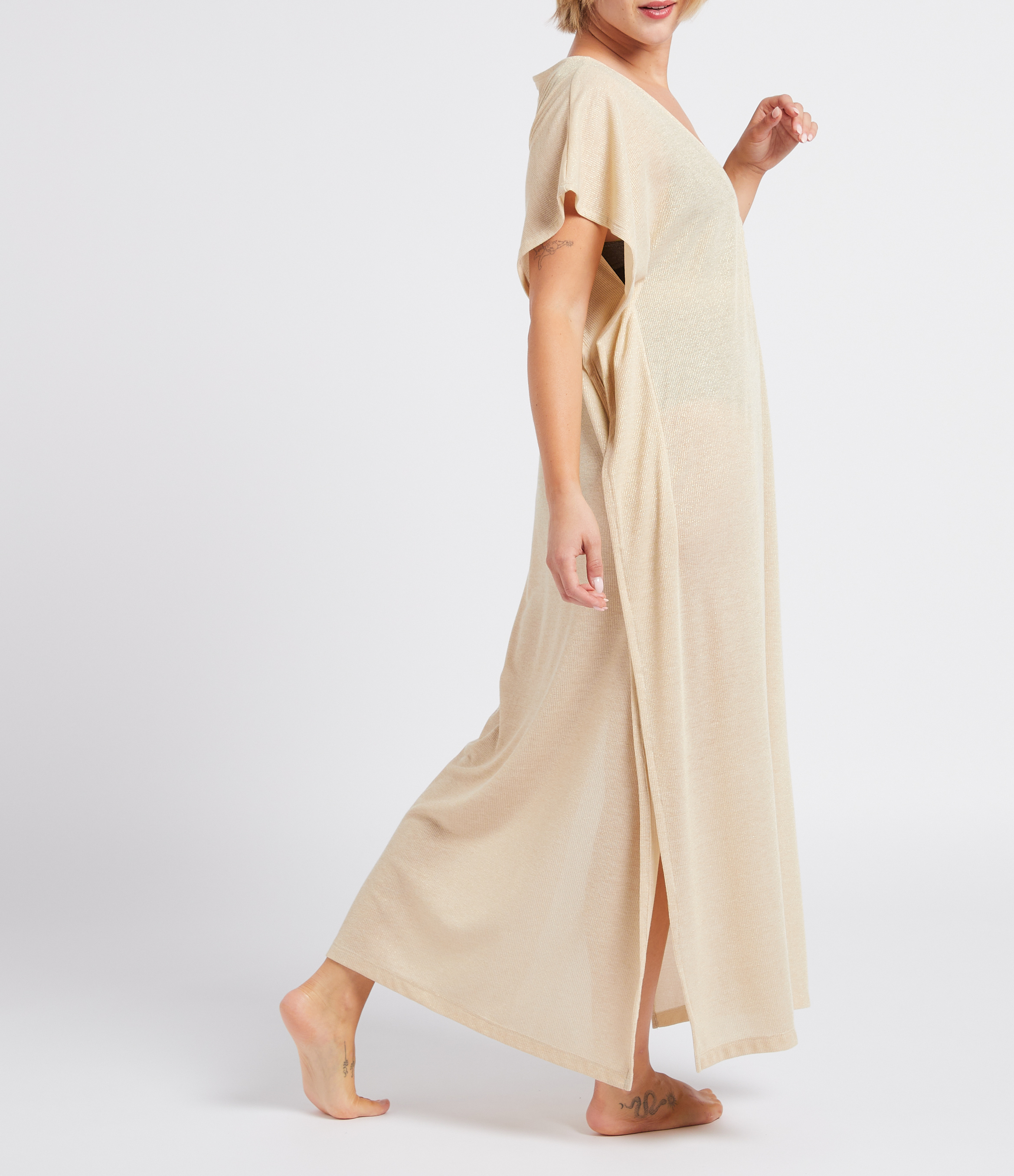 Strandtunika in Metallic-Optik LIVIA Beige