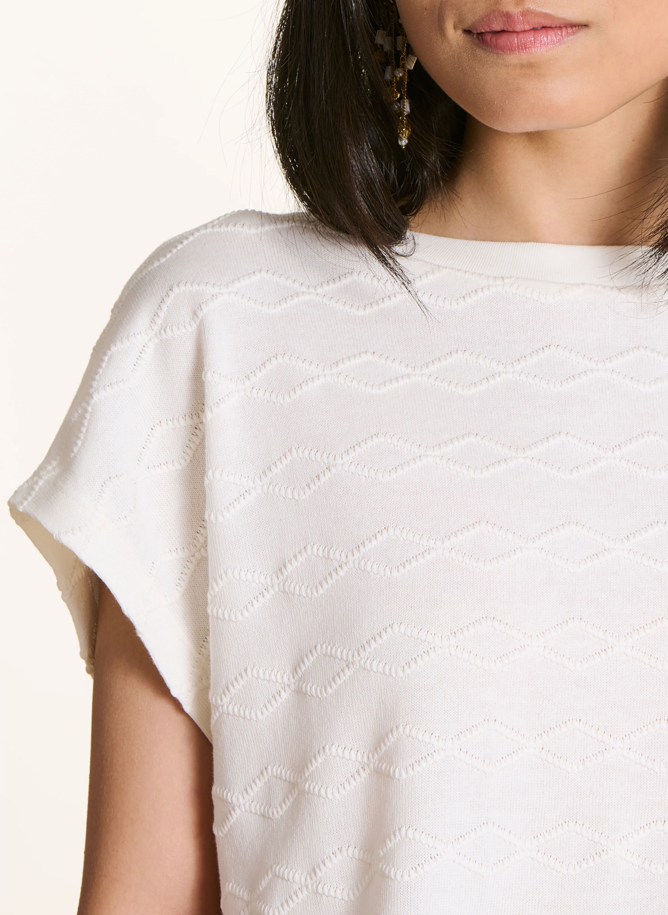 Tee-shirt brodé oversize col rond LA FEE MARABOUTEE Weiss