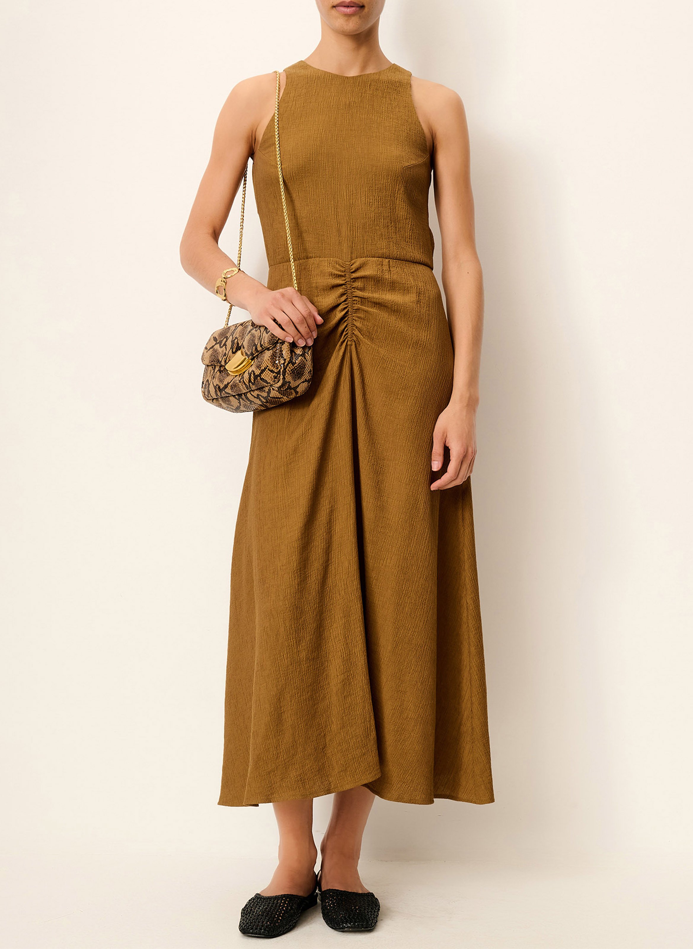 Midikleid mit Rundhalsausschnitt SESSUN Braun