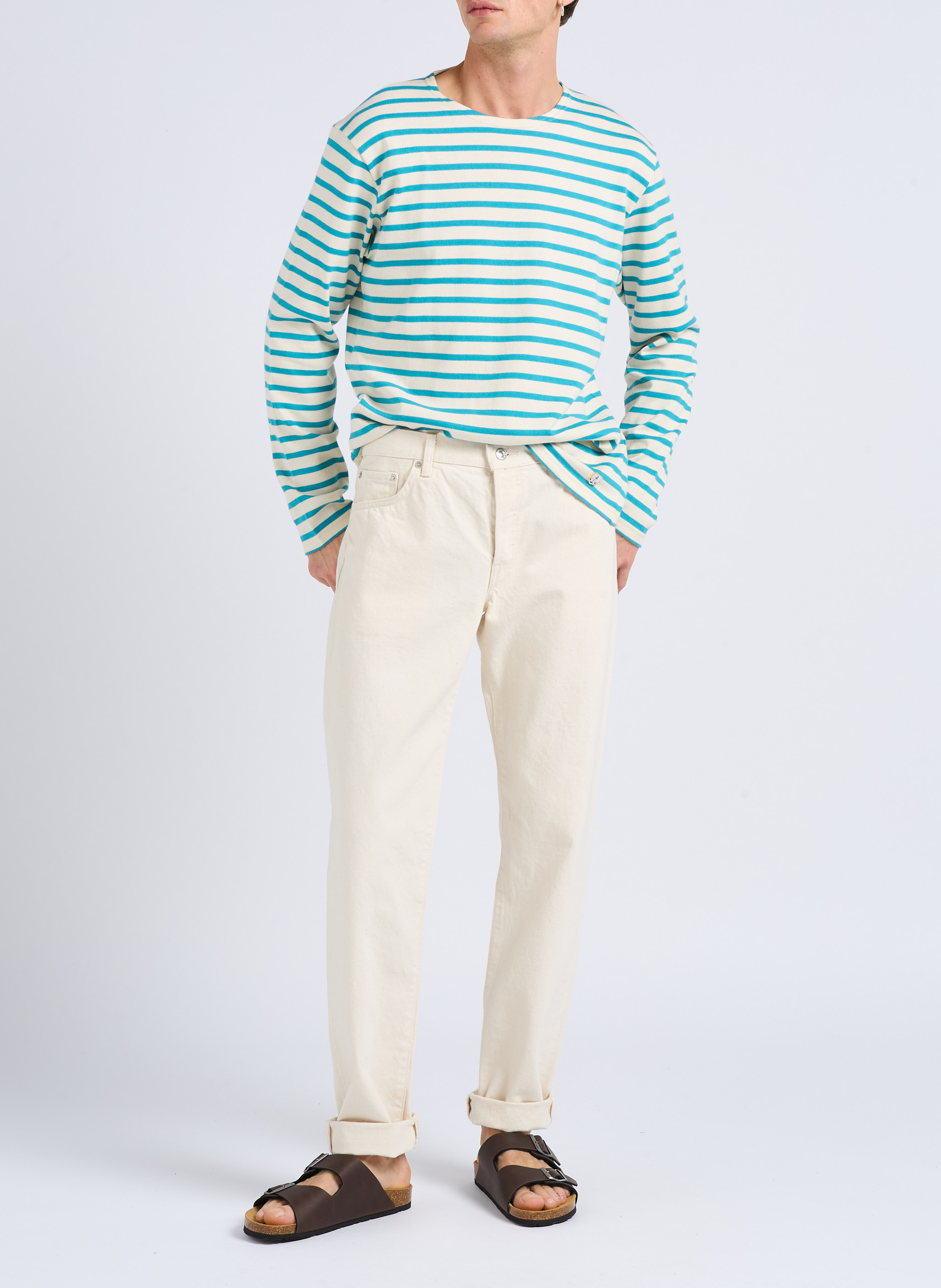 Tapered cotton dot effect regular-fit jeans EDWIN Beige