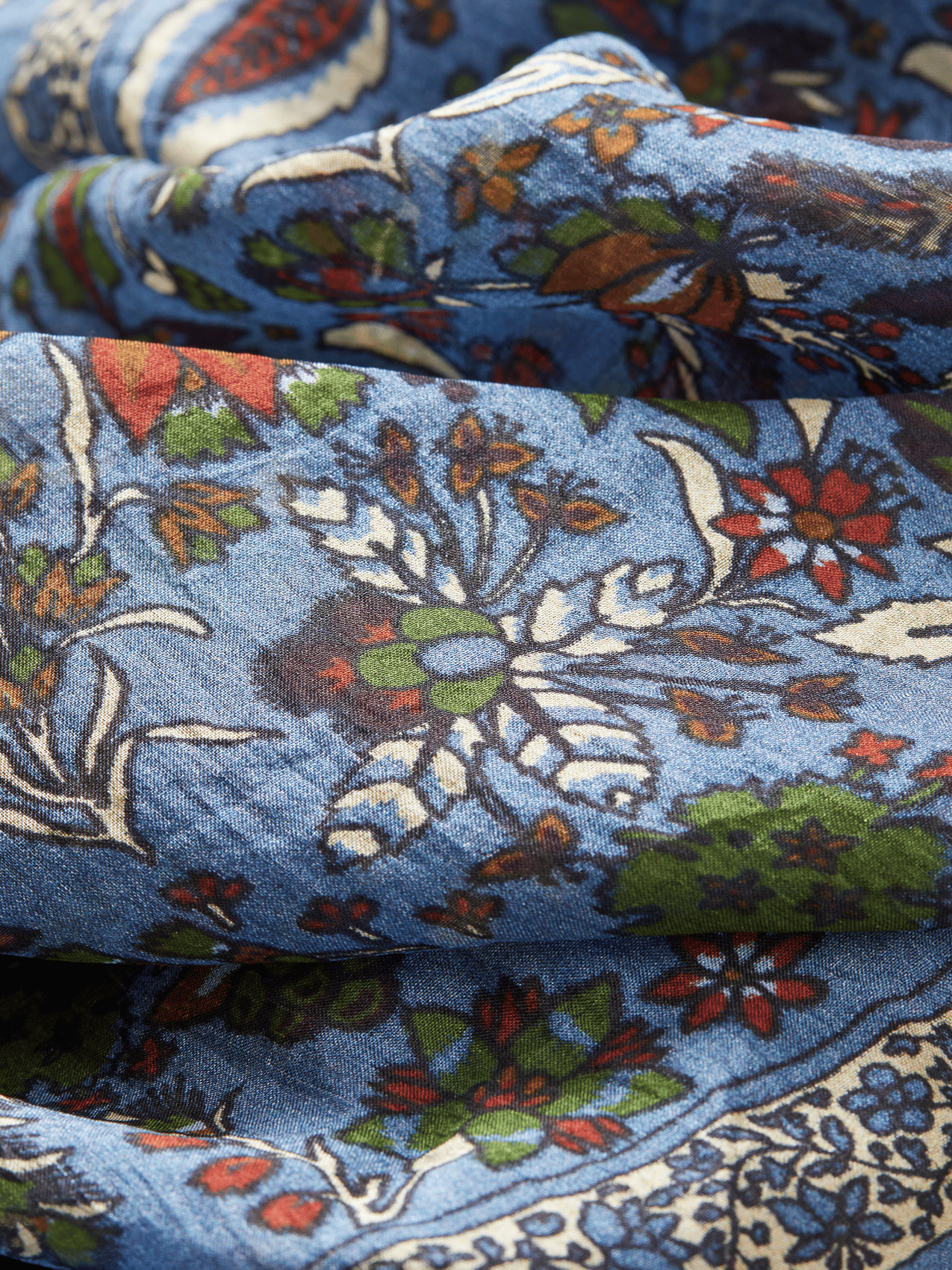 Foulard carré imprimé floral en soie BECKSONDERGAARD Bleu
