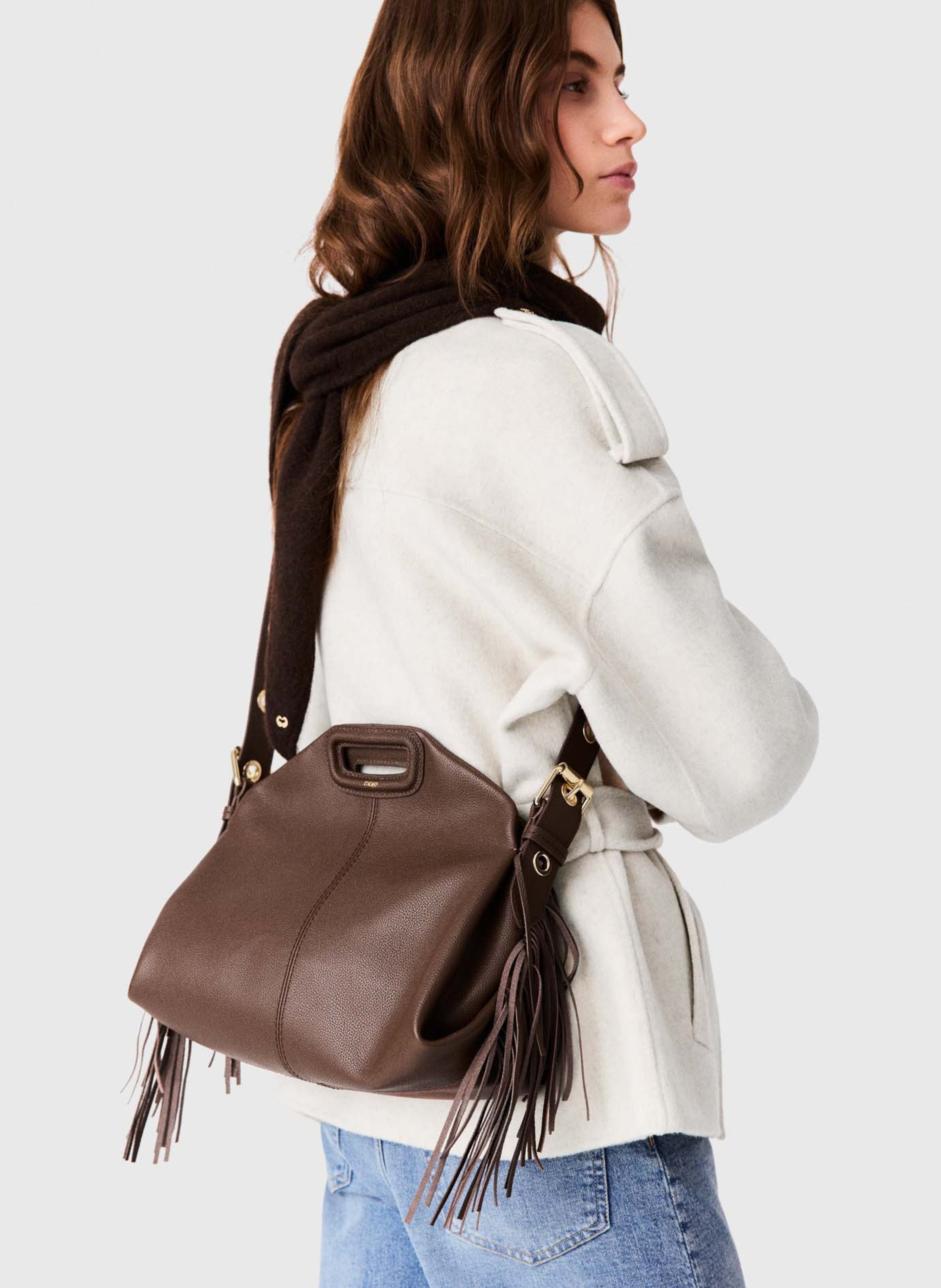 Leren clutch MAJE Bruin