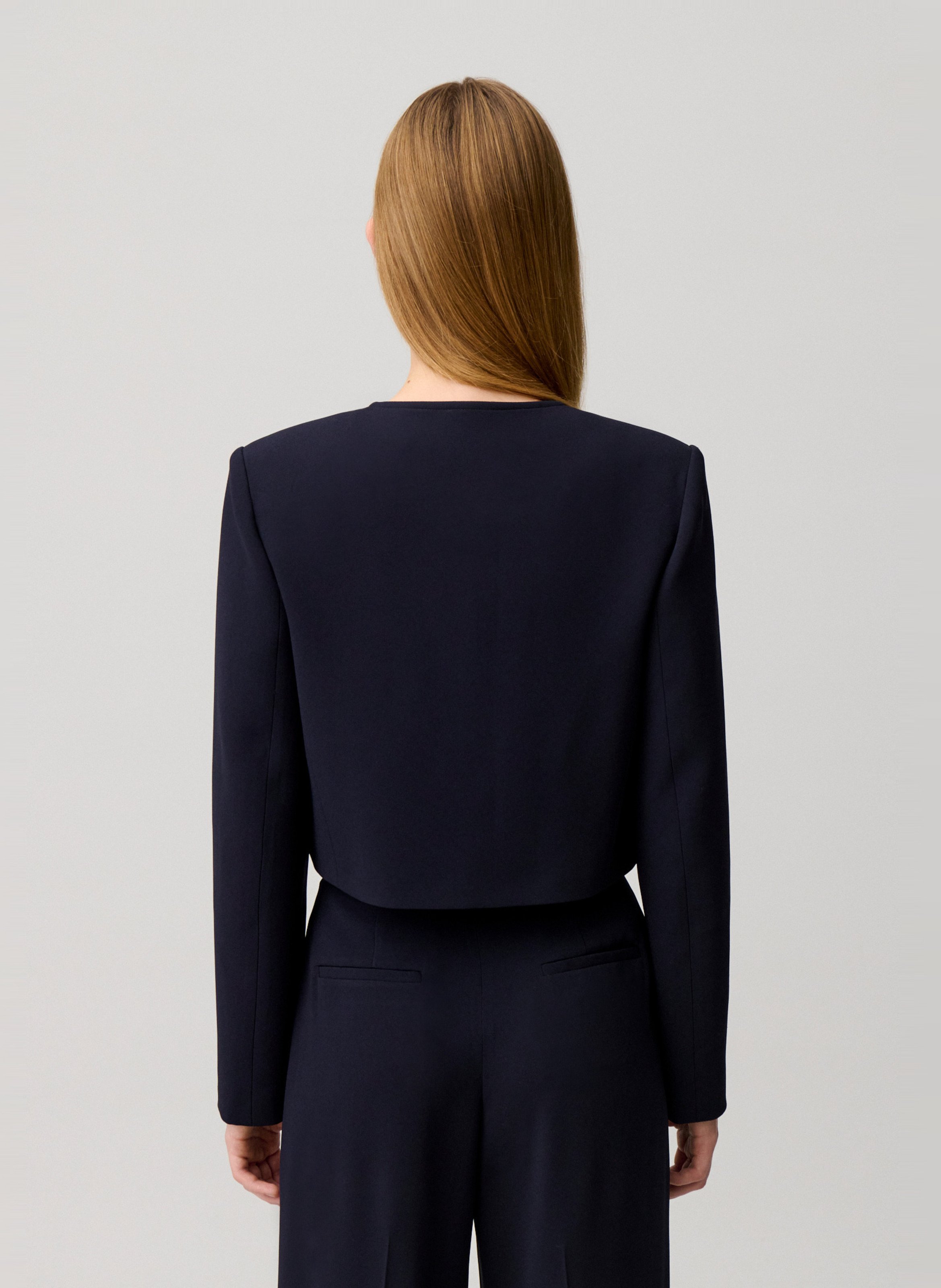 Buttoned round neck solid jacket CLAUDIE PIERLOT Blue