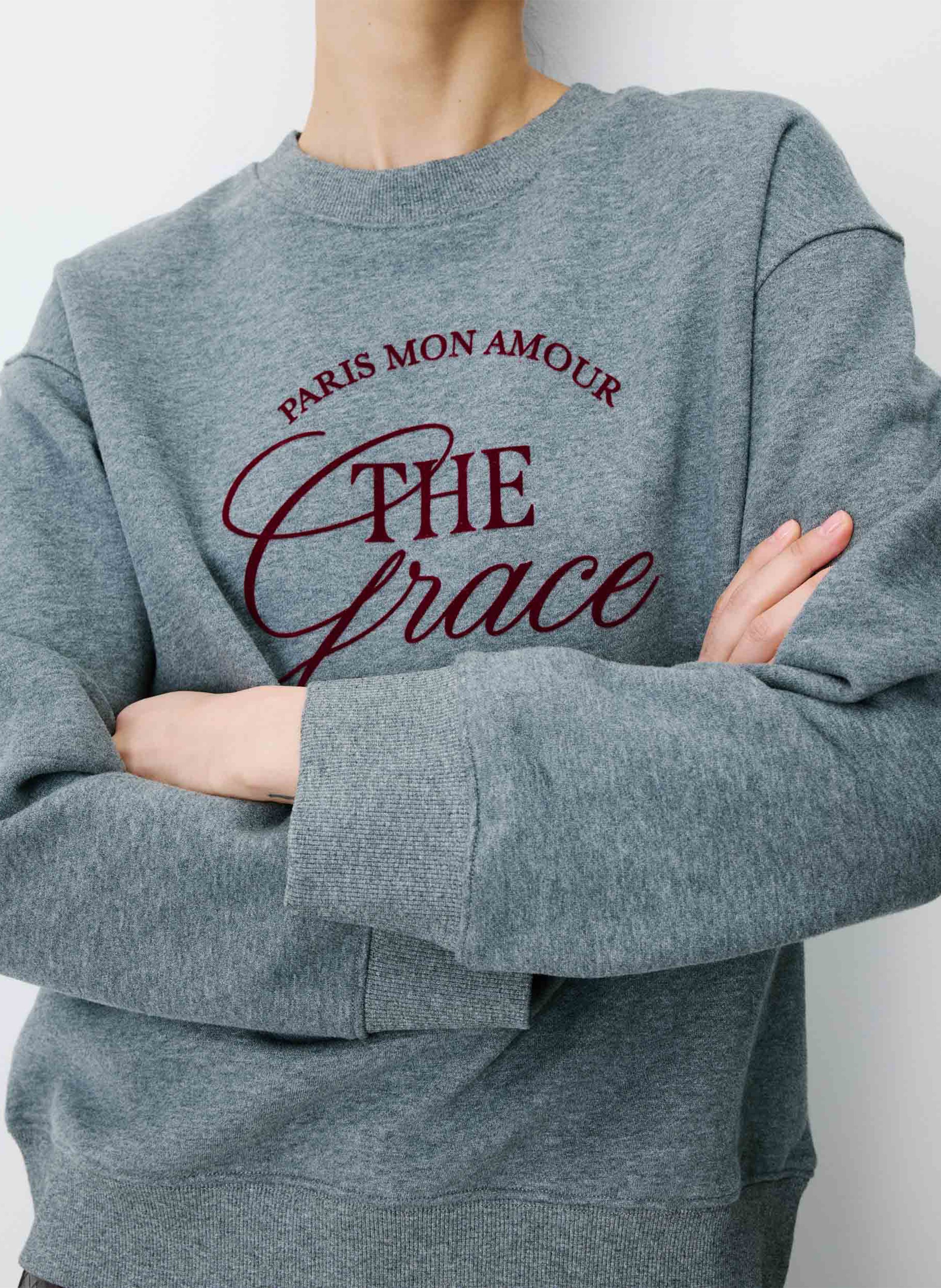 Round-neck cotton-blend sweatshirt GRACE ET MILA Black