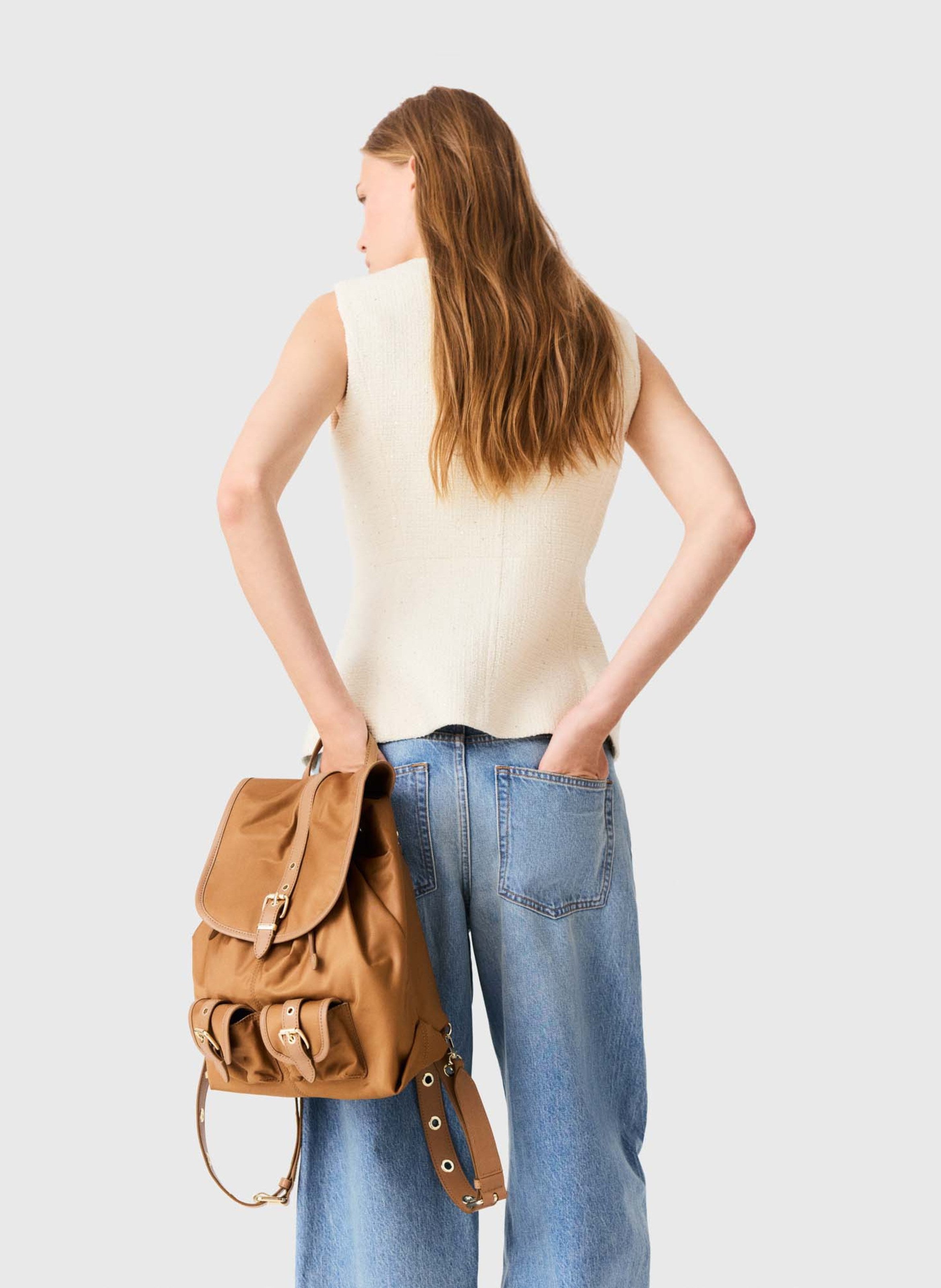 Fitted top in blended cotton MAJE Beige