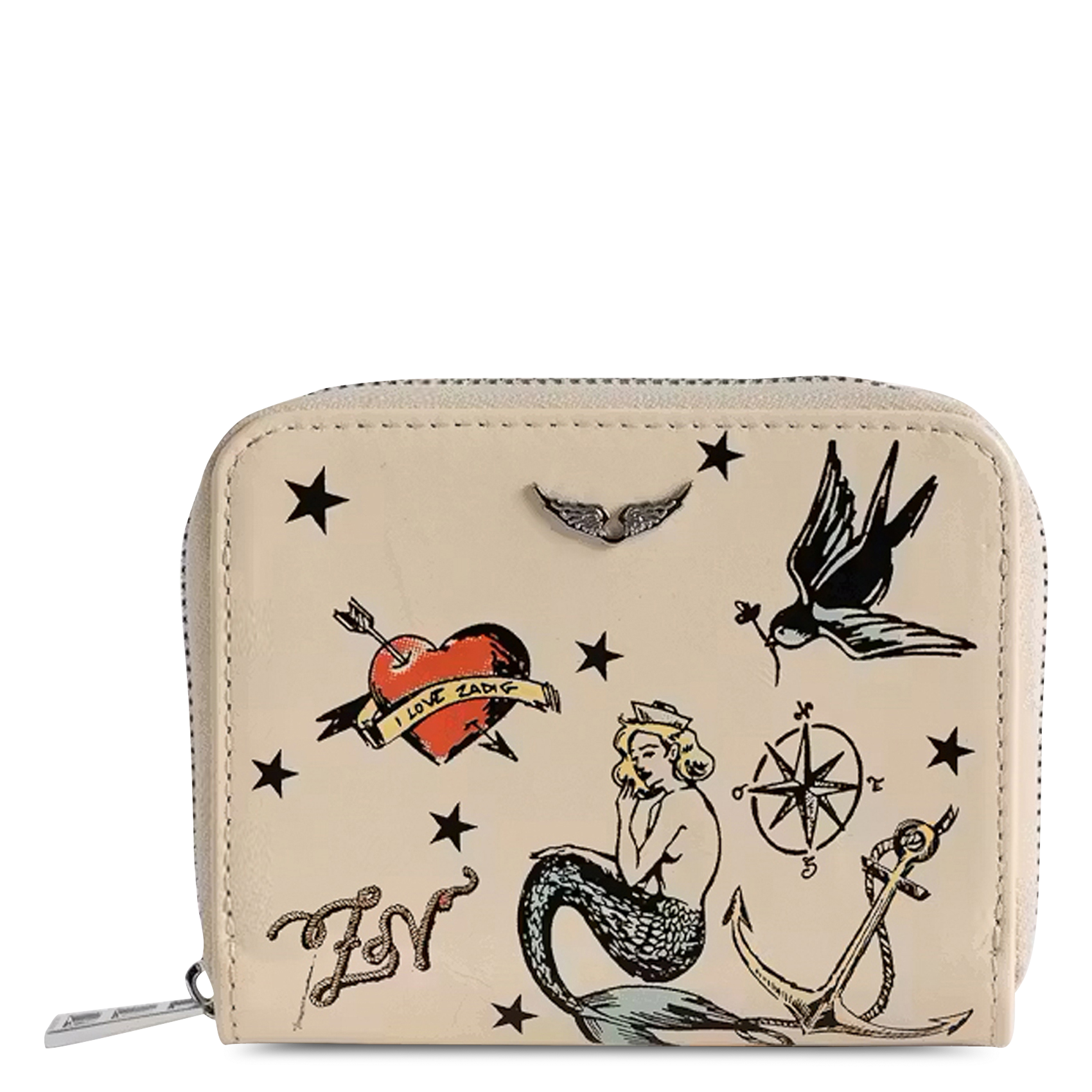 Portemonnaie aus Leder mit Print ZADIG&VOLTAIRE Weiss