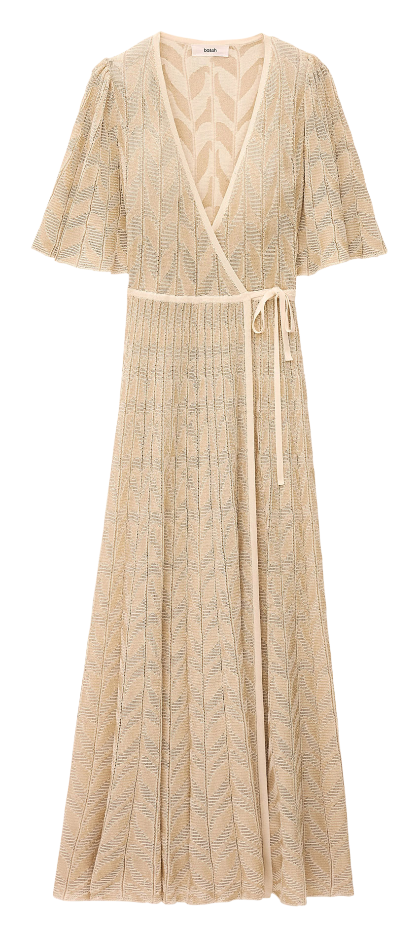 Robe longue portefeuille à paillettes BA&SH Goudkleurig