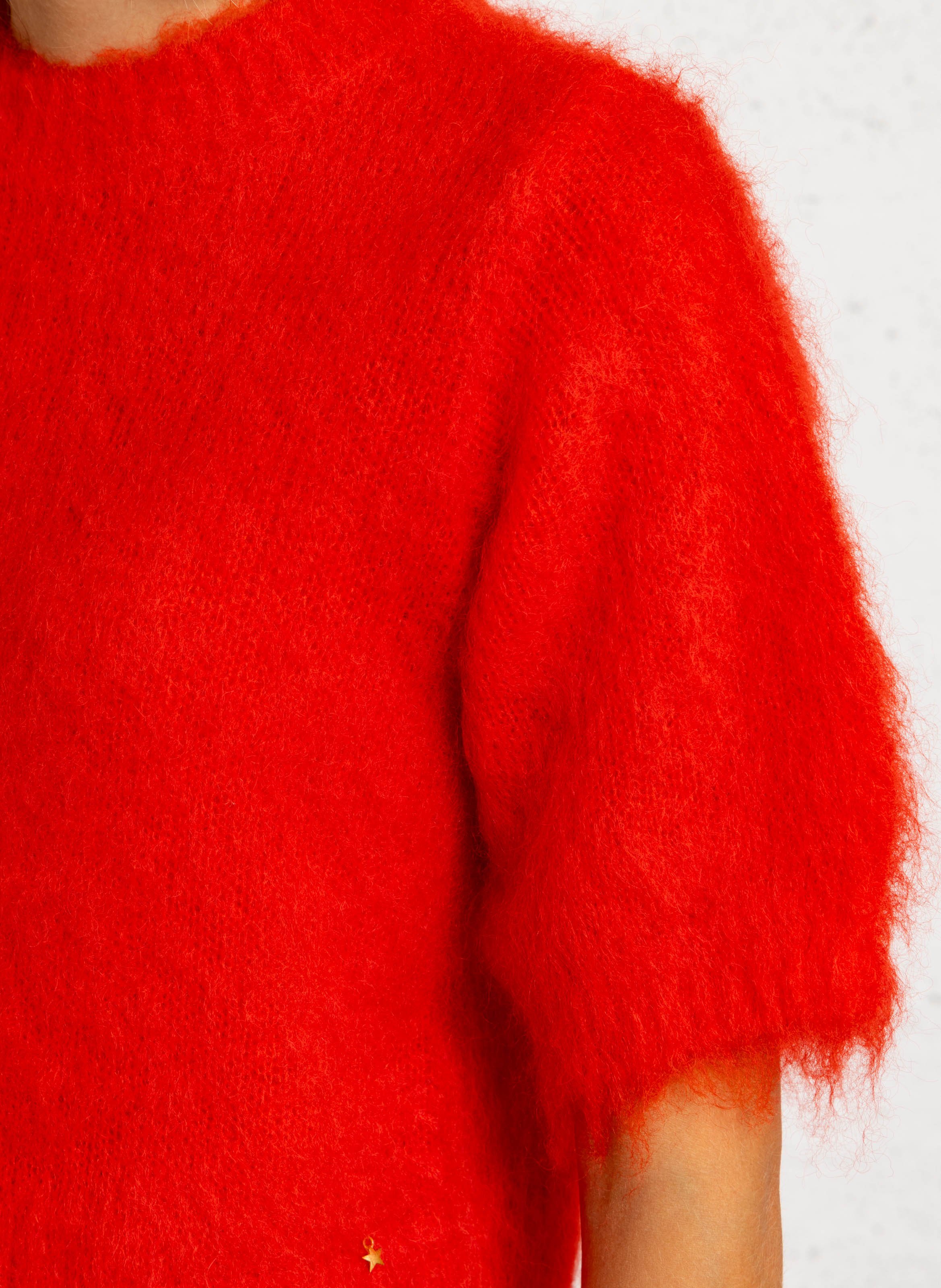 Short-sleeved mohair blend sweater DES PETITS HAUTS Red