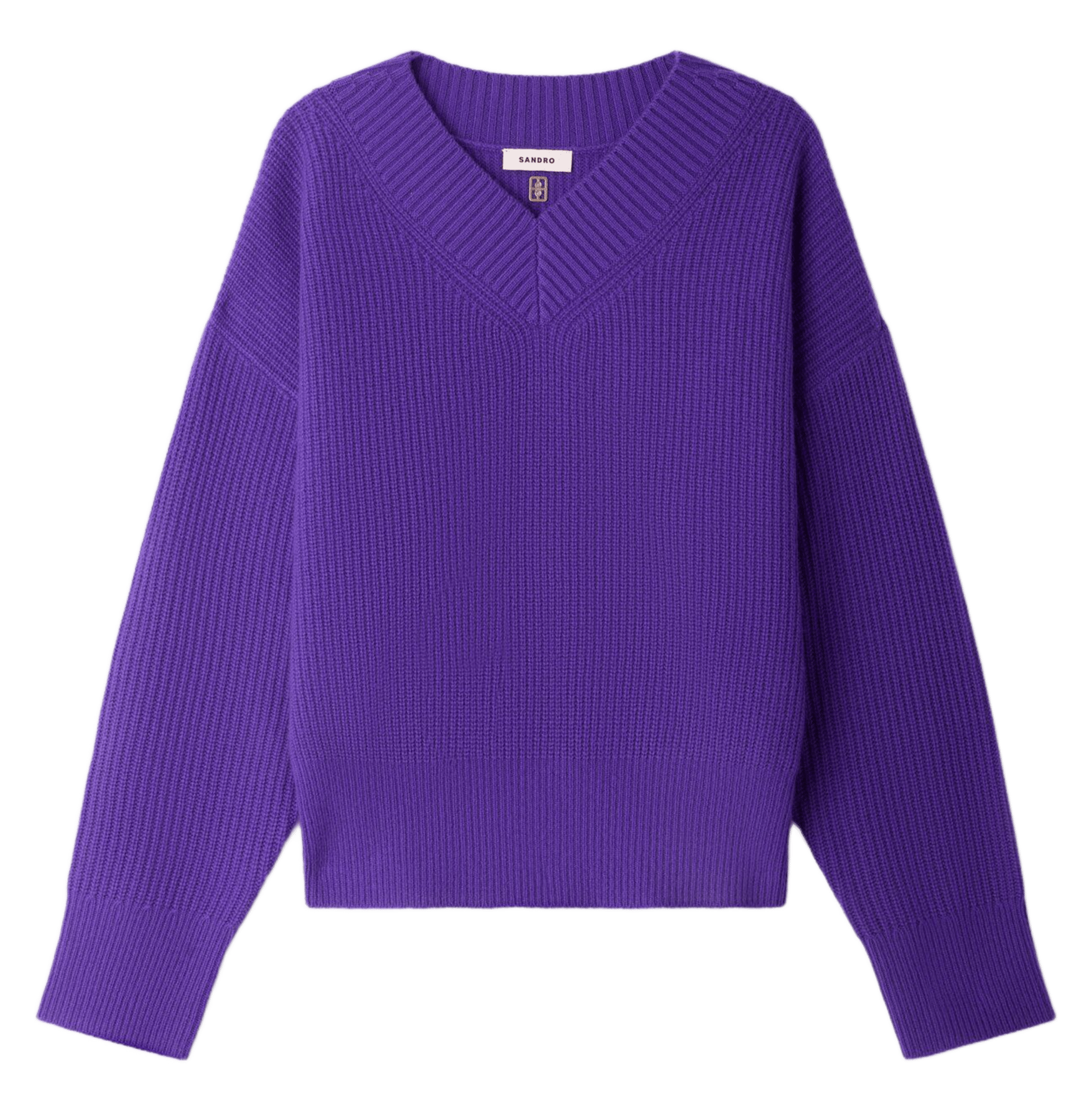 Pull ample col V en laine SANDRO Violet
