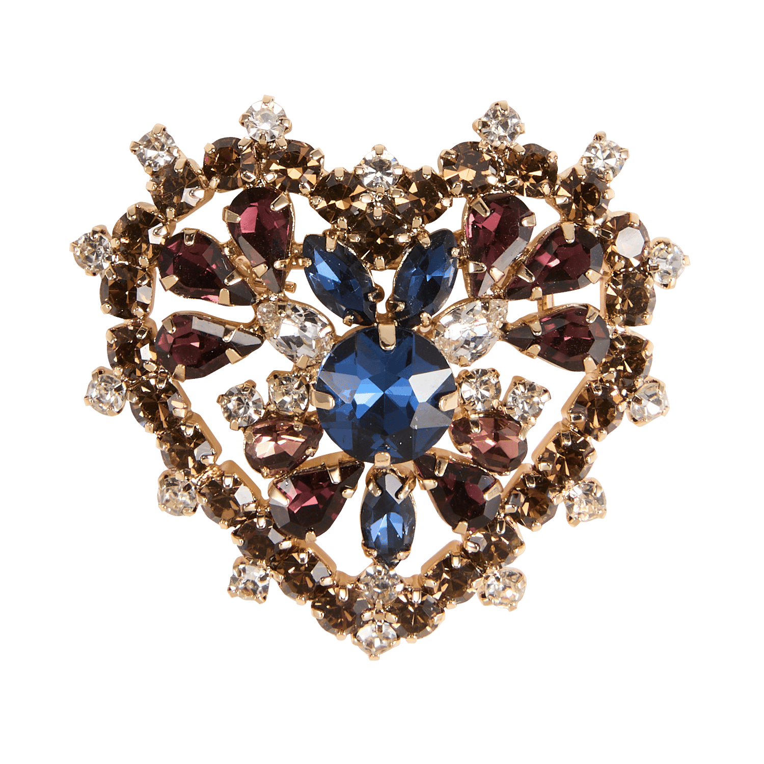 Heart-shaped rhinestone brooch DES PETITS HAUTS Golden