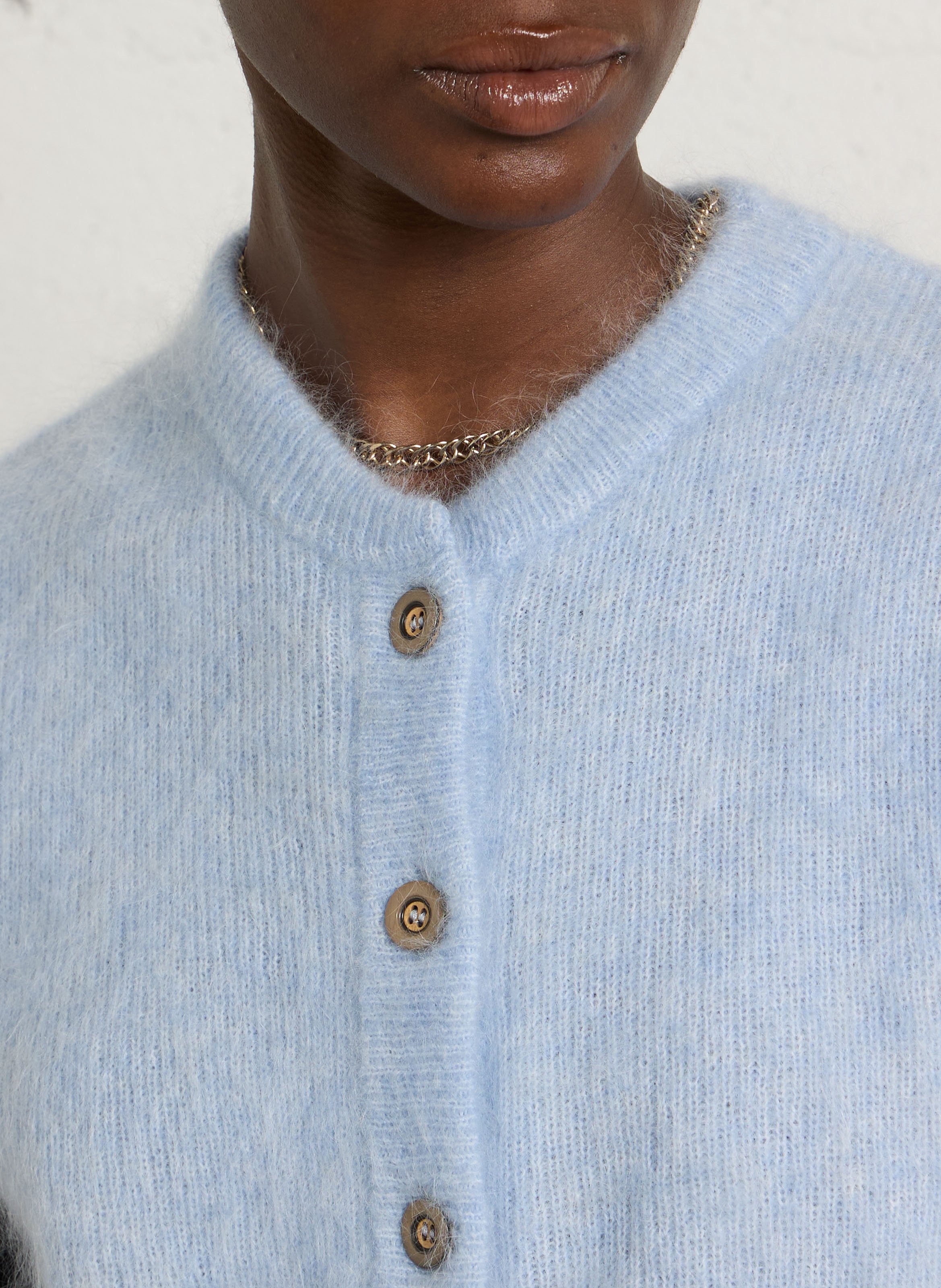 Gilet sans manches droit col rond en mohair mélangé MAISON 123 Bleu