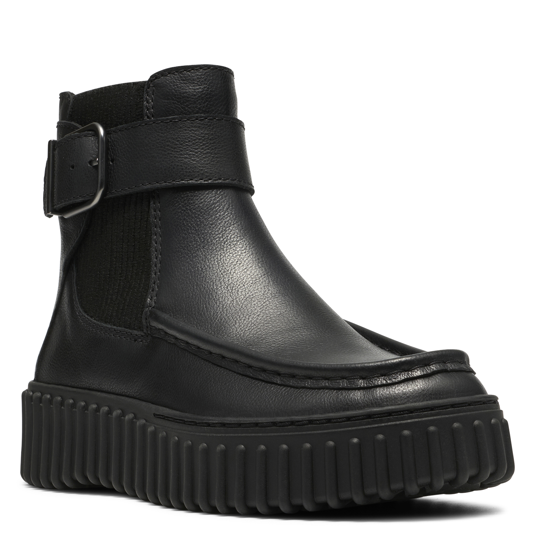 Buckled leather mid-calf boots CLARKS Black
