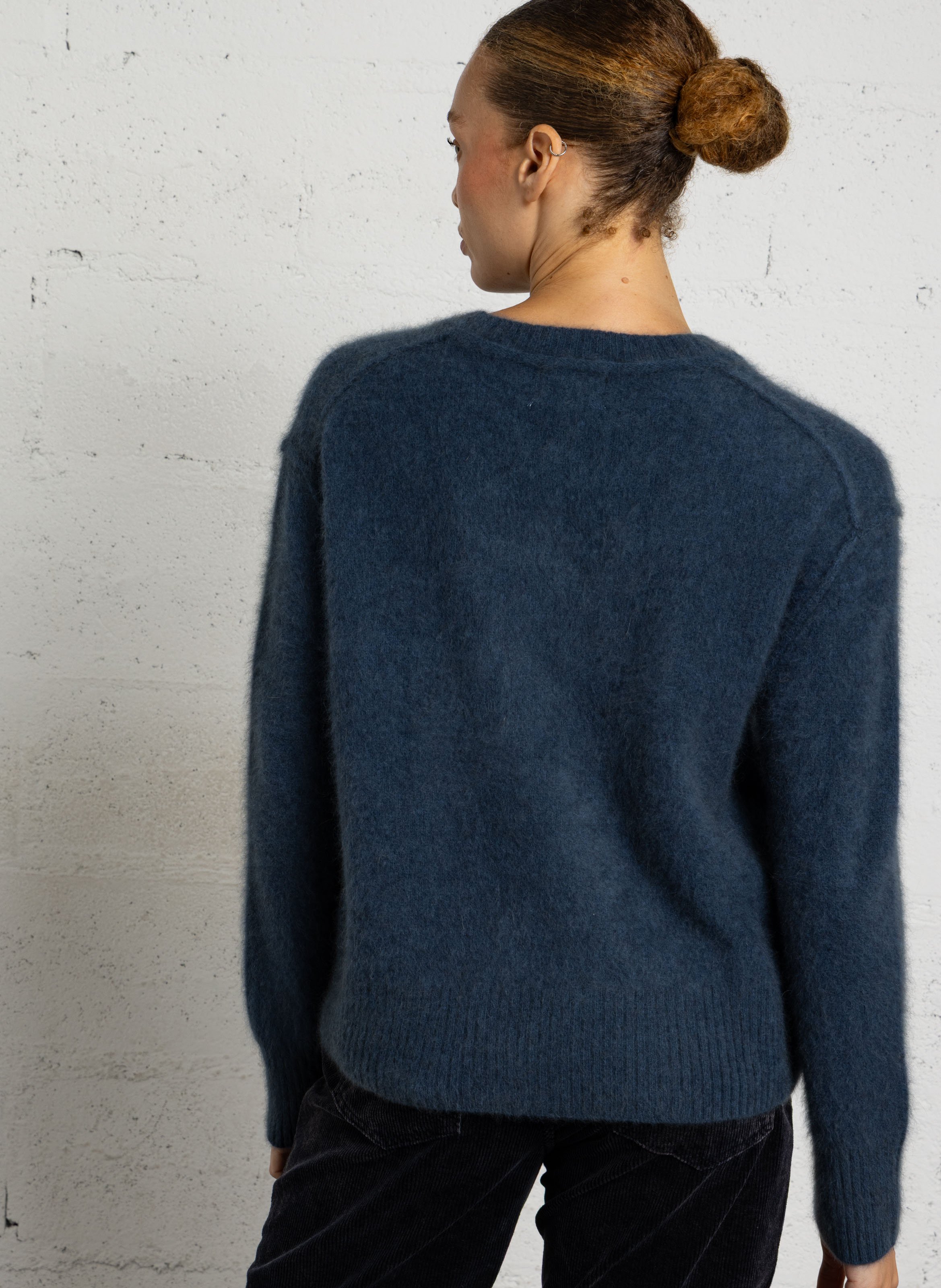 Pull col rond en laine BELLA JONES Bleu