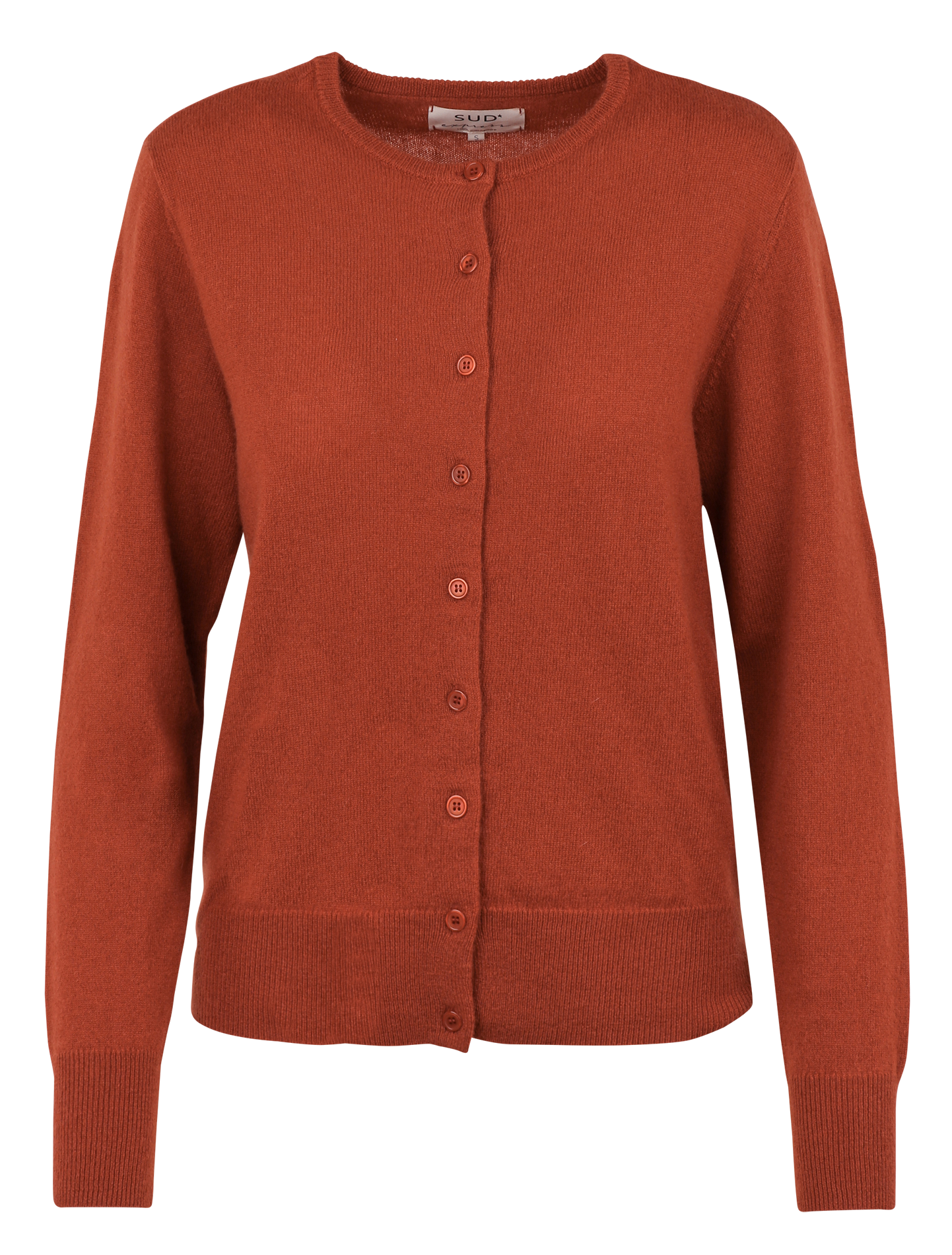 Gilet droit col rond en cachemire SUD EXPRESS Marron