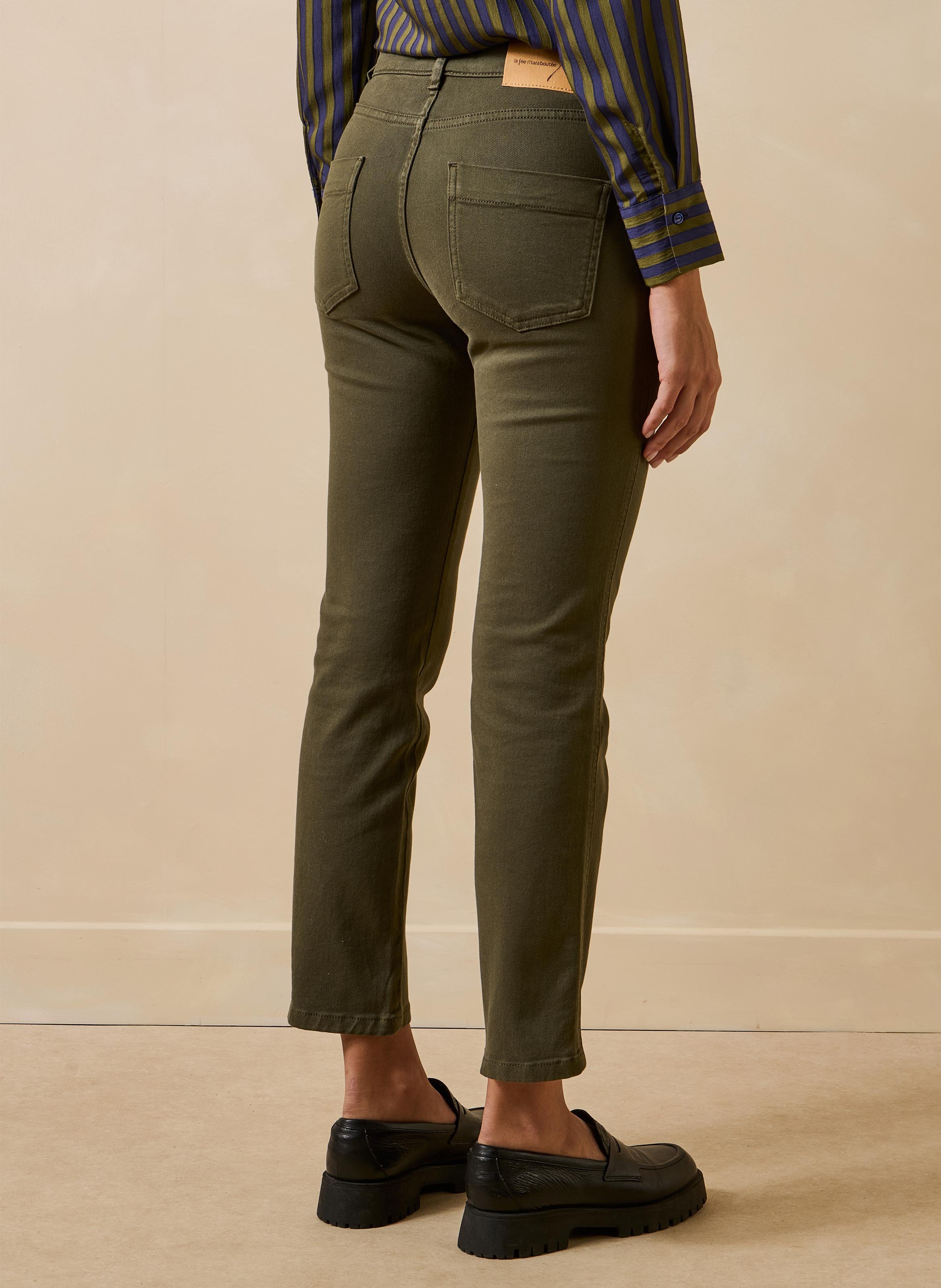 Straight organic cotton-blend jeans LA FEE MARABOUTEE Green