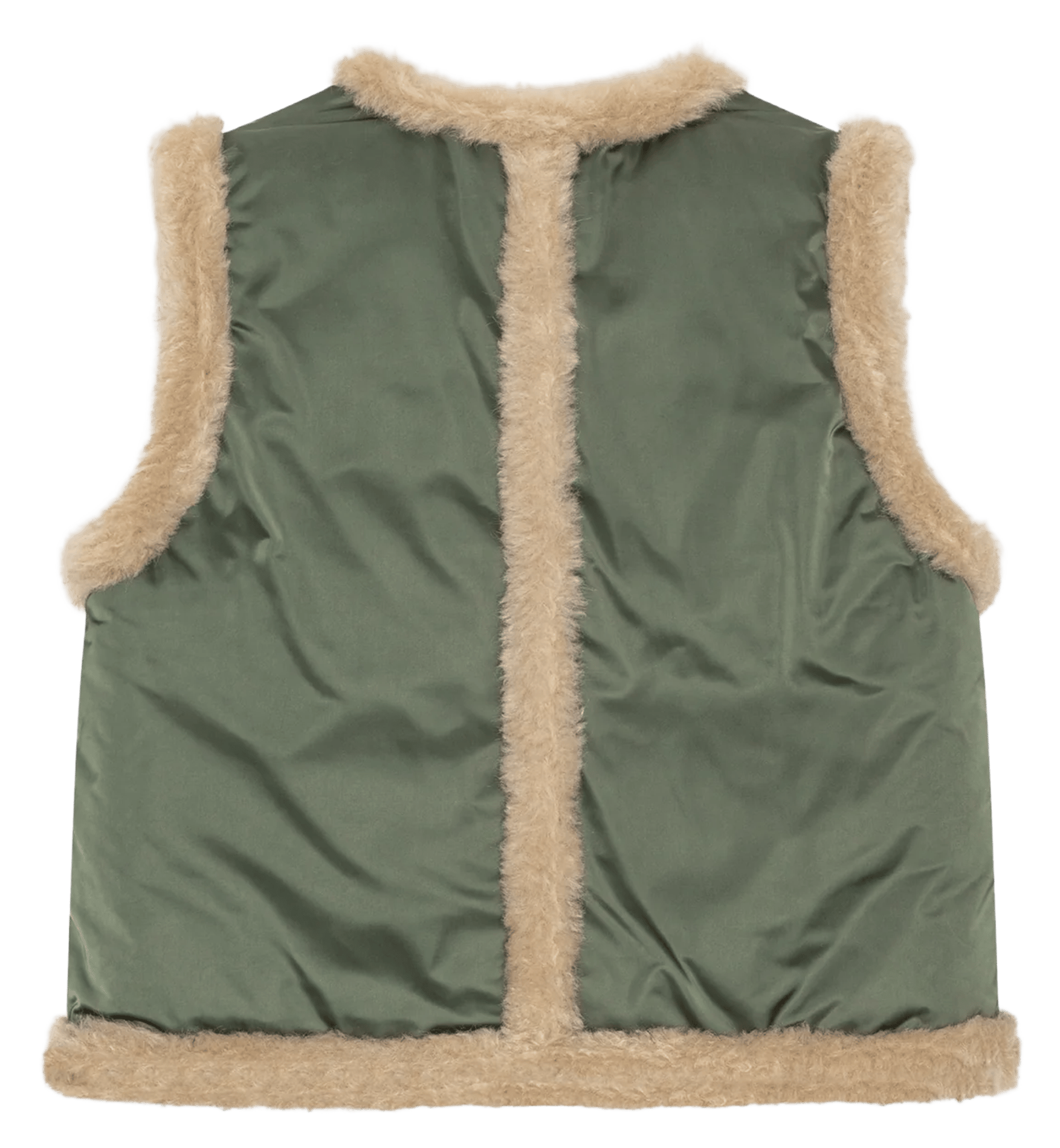 Mouwloos vest met randen in imitatiebontlook BAUM UND PFERDGARTEN Groen