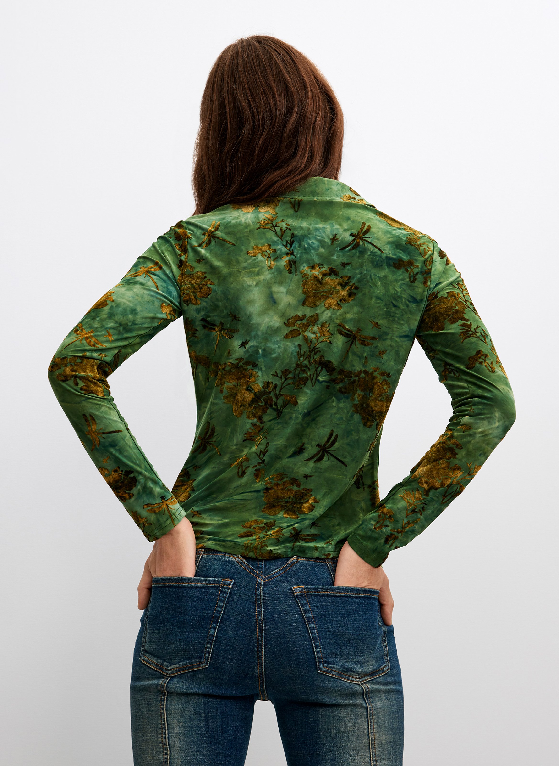 Printed straight shirt DESIGUAL Green