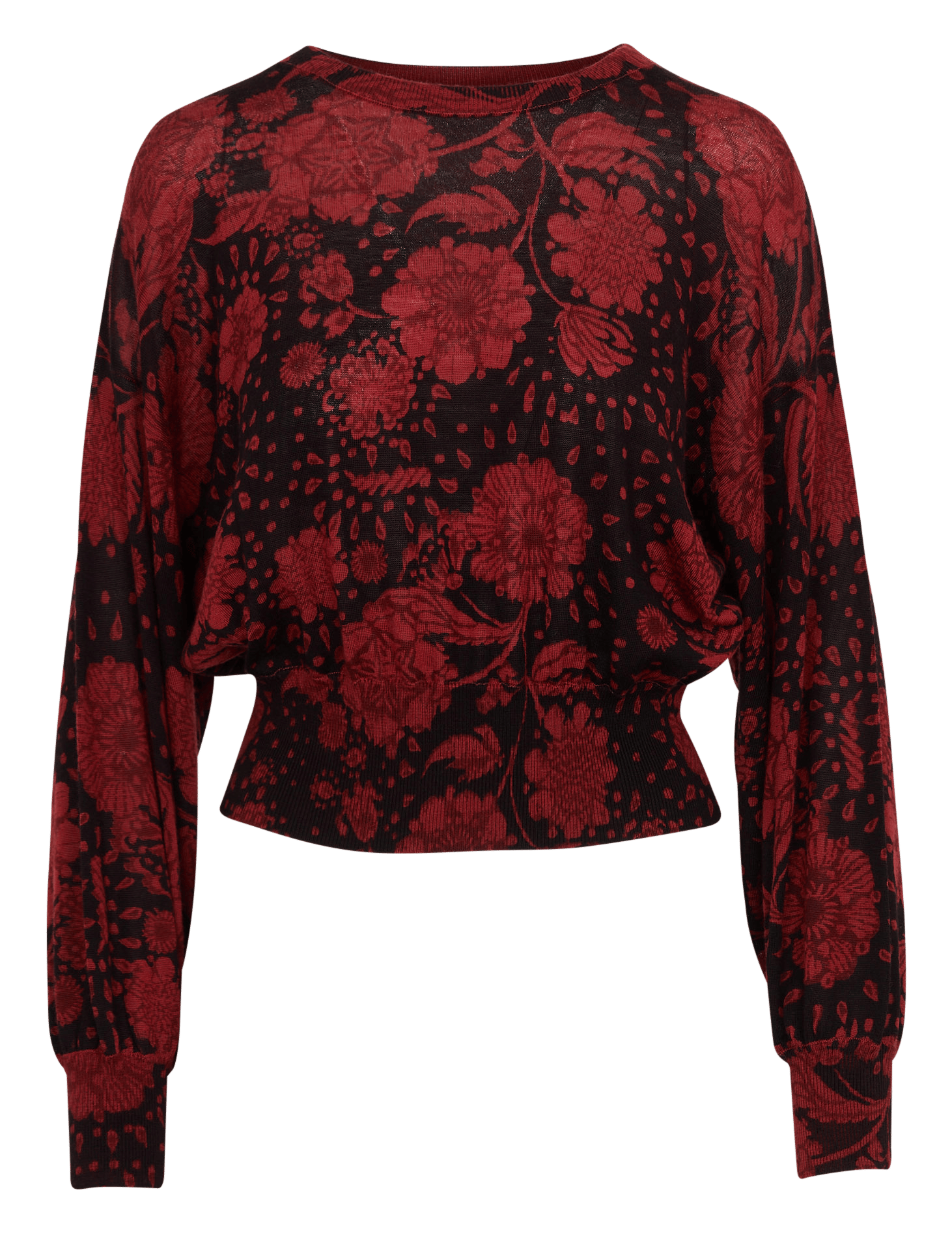 Short printed floral wool sweater LA FEE MARABOUTEE Red