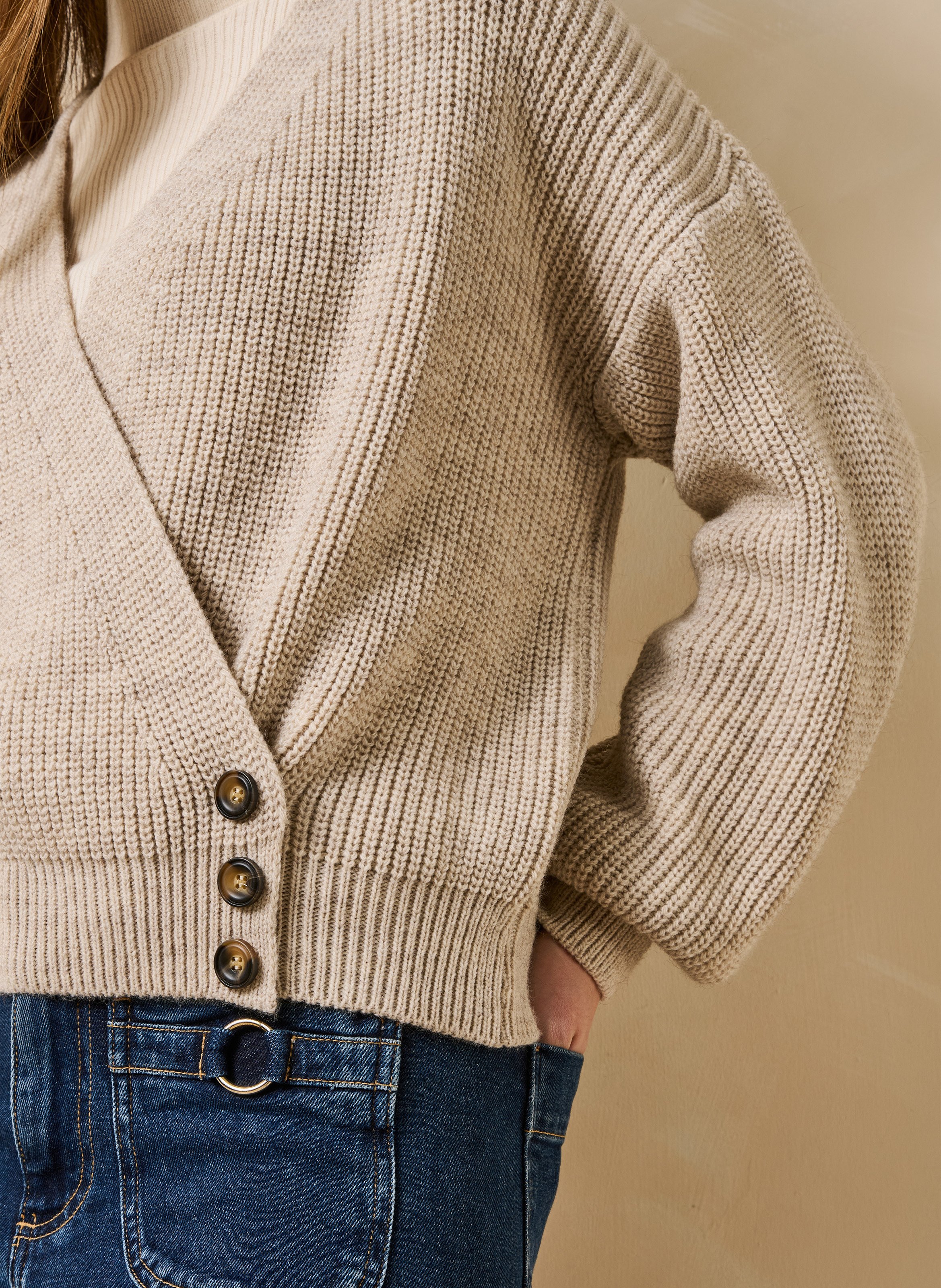 V-neck cardigan LA FEE MARABOUTEE Beige