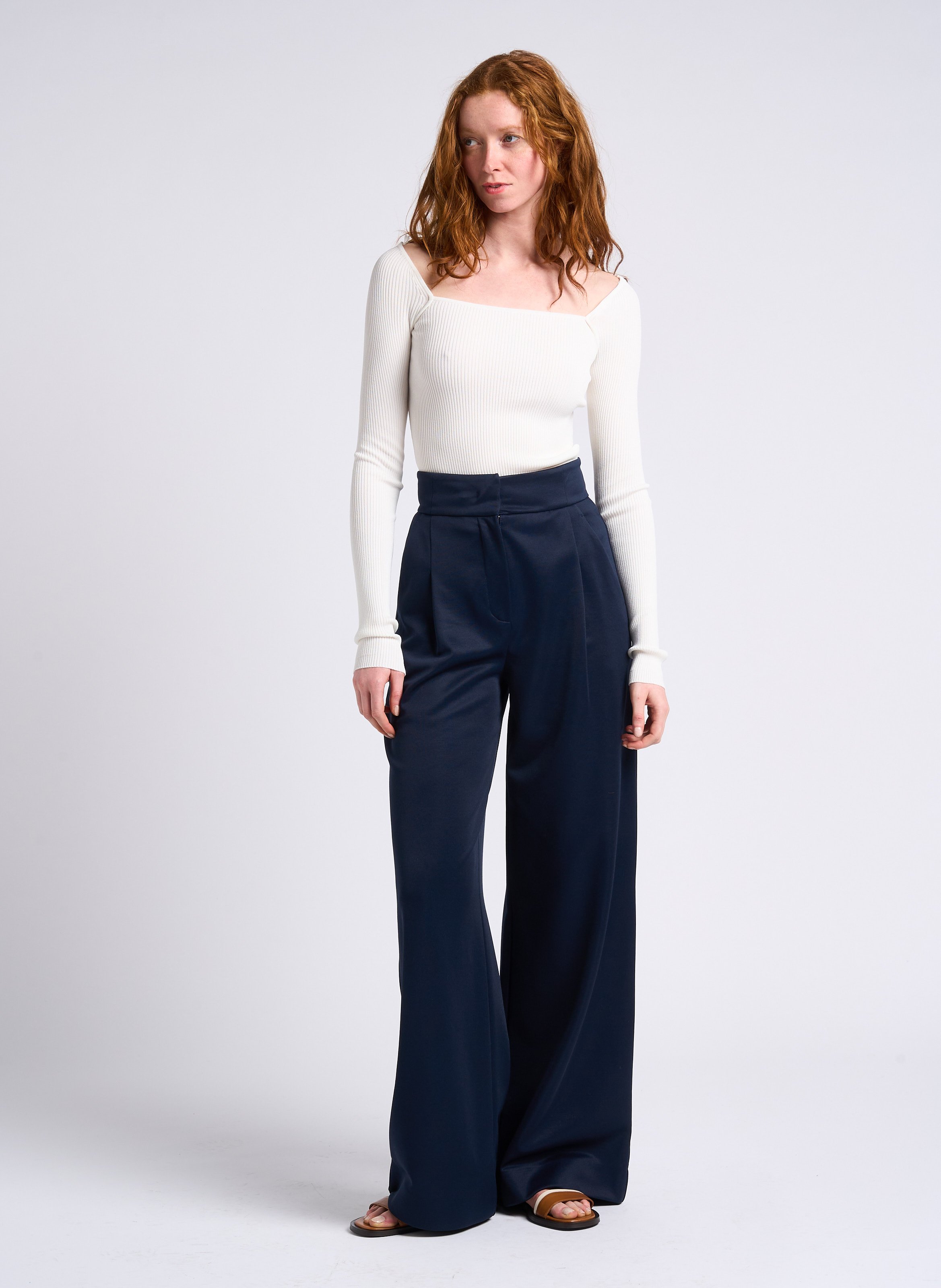 Ribbed top with roomy neckline MAX&Co. White