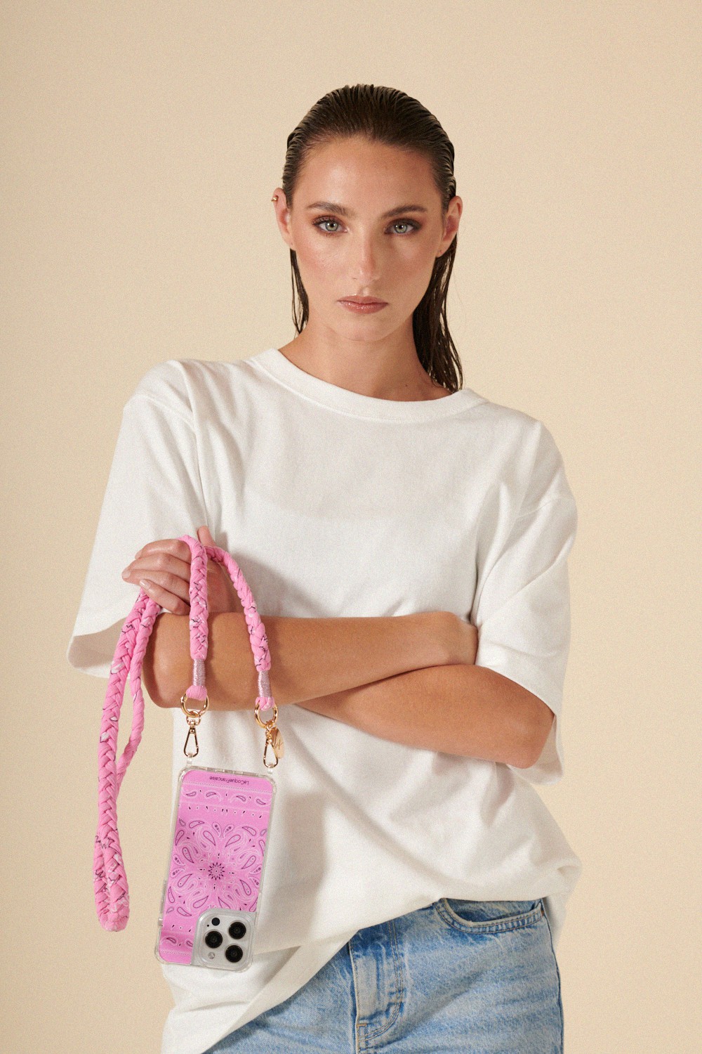 Bandana phone cord Pink