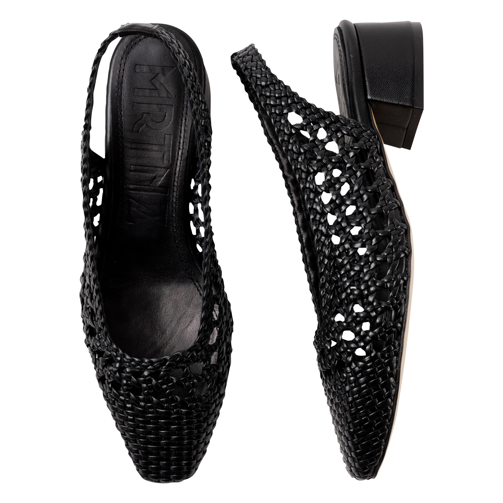 Sandales à talons en cuir tressé SOULIER MARTINEZ Noir