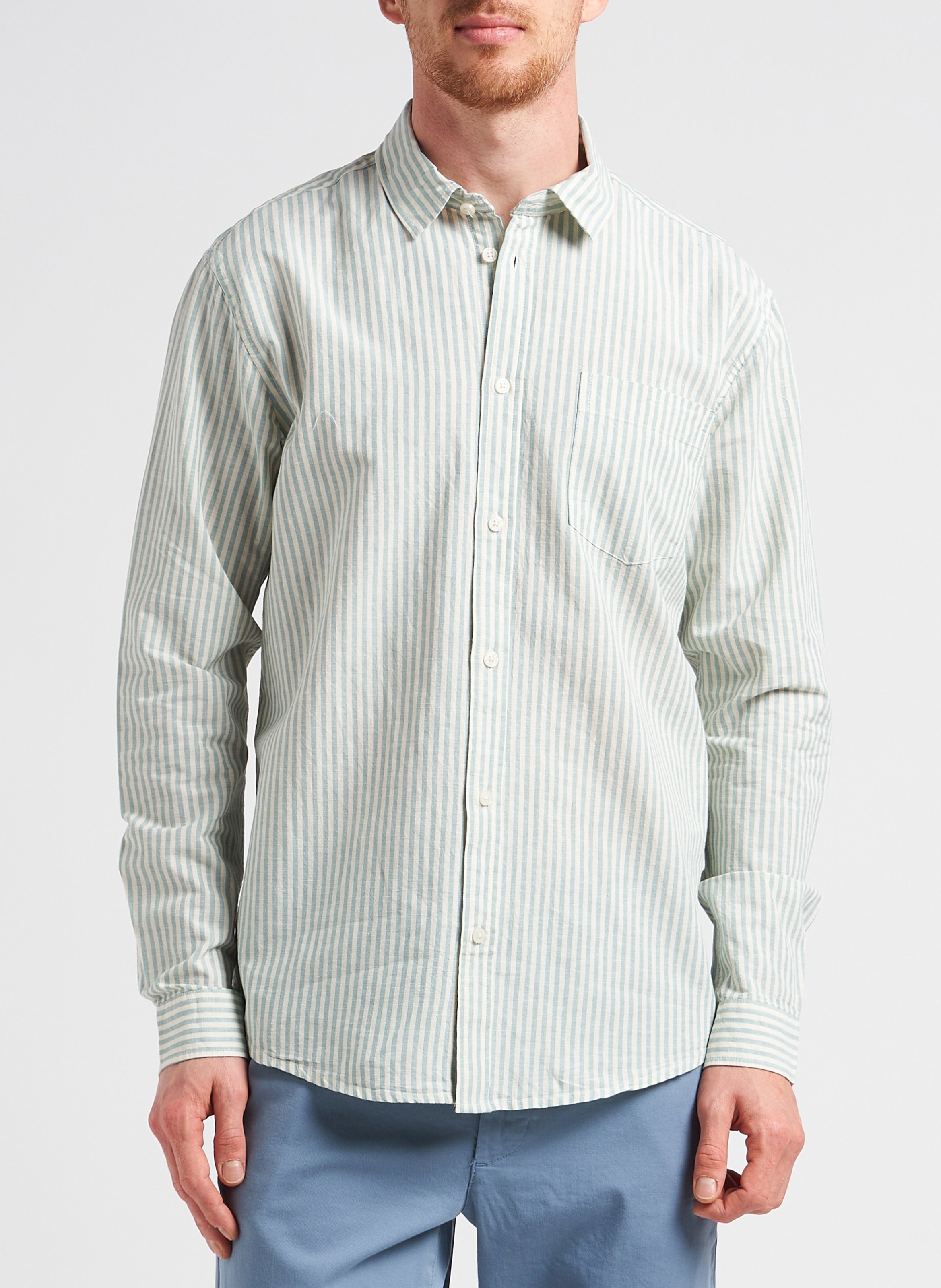 Striped organic cotton-blend shirt with classic collar MINIMUM Multicolored