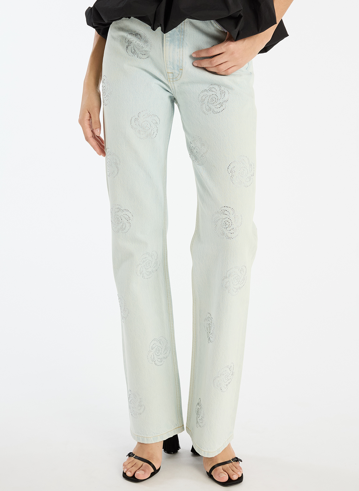 Jean droit en coton ROTATE Bleu