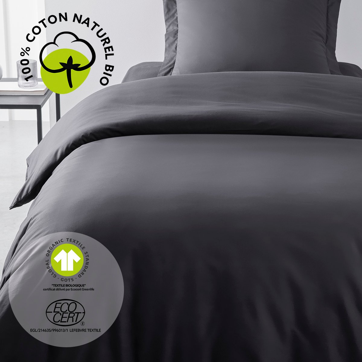 Cotton duvet cover TODAY LINGE DE MAISON Grey
