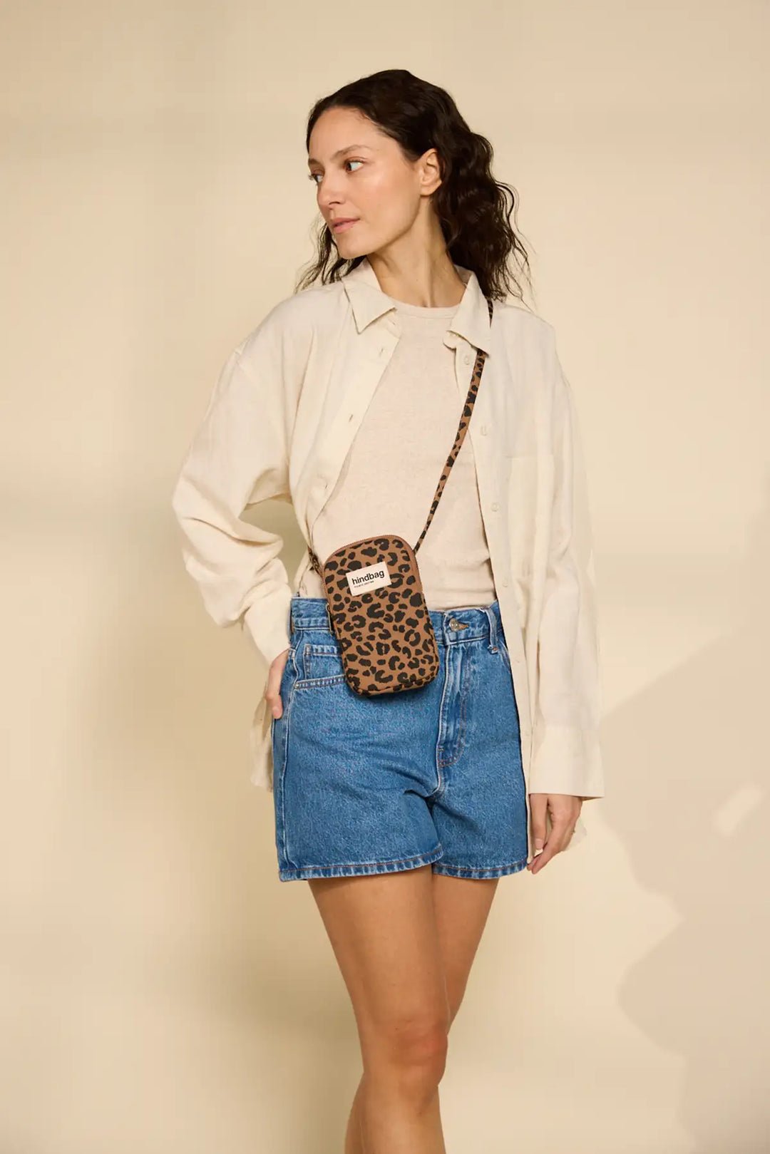 Cotton phone pouch HINDBAG Brown