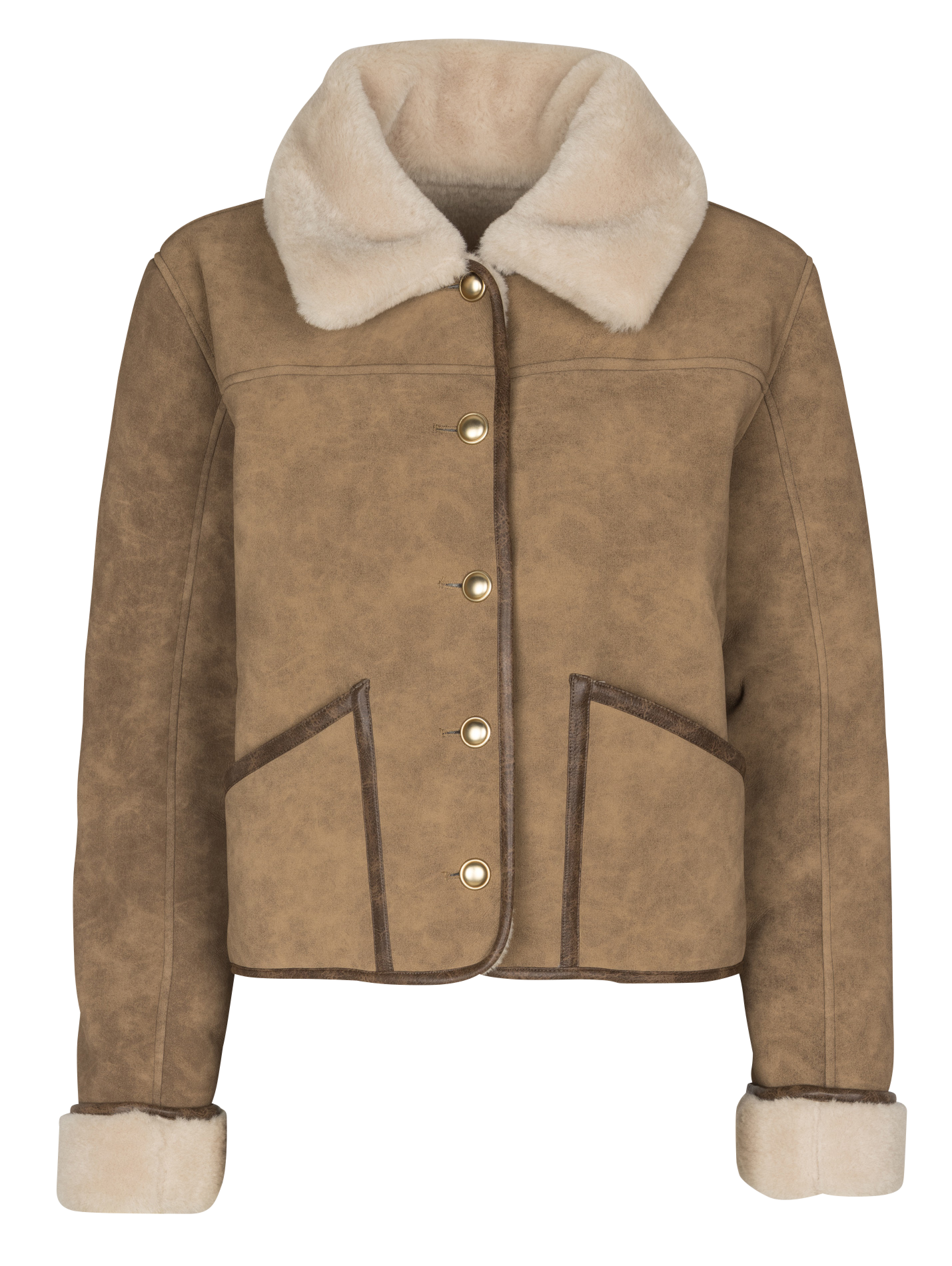 Veste droite col classique SUNCOO Marron