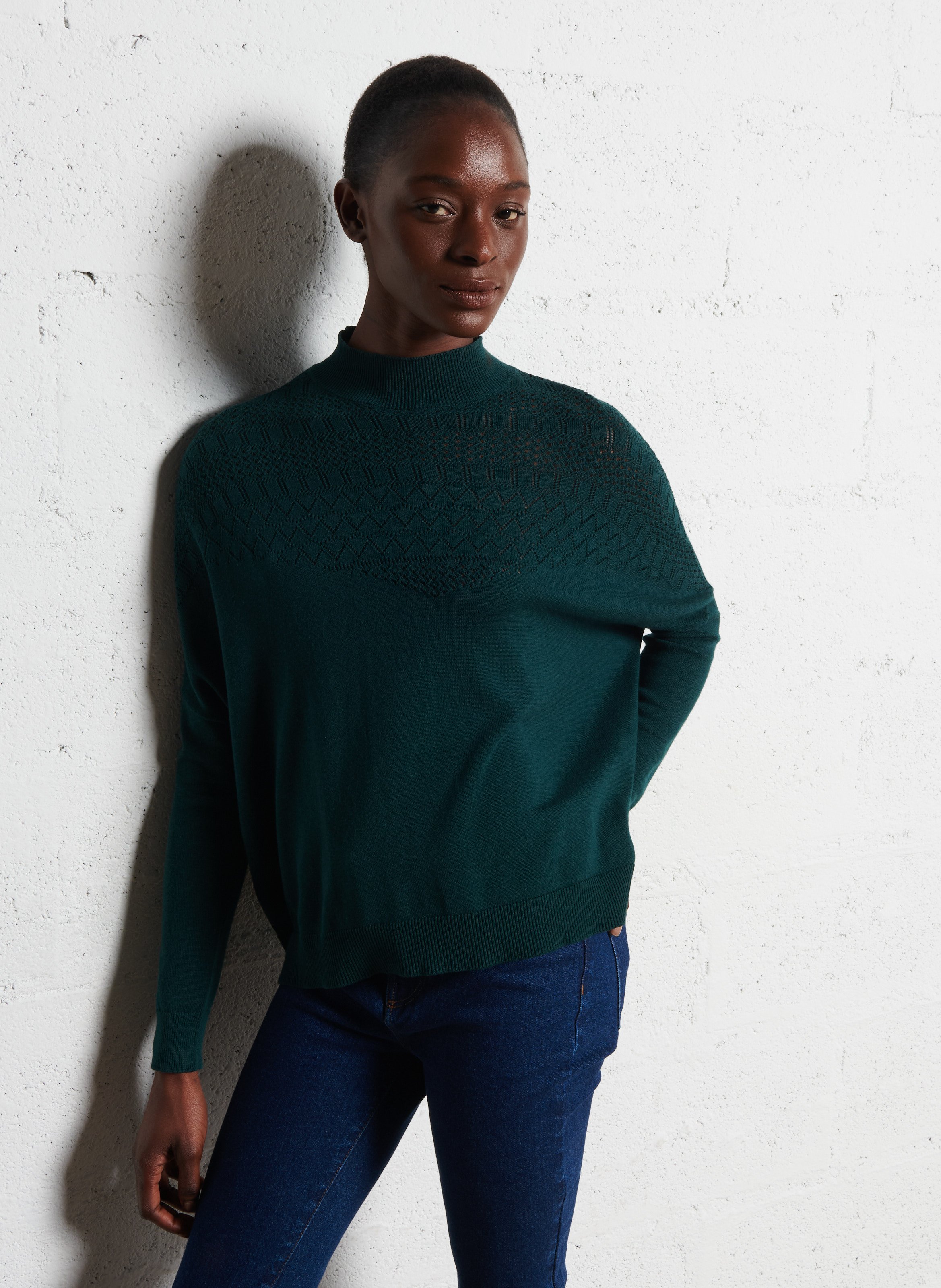 Long wool-blend knit cardigan I CODE