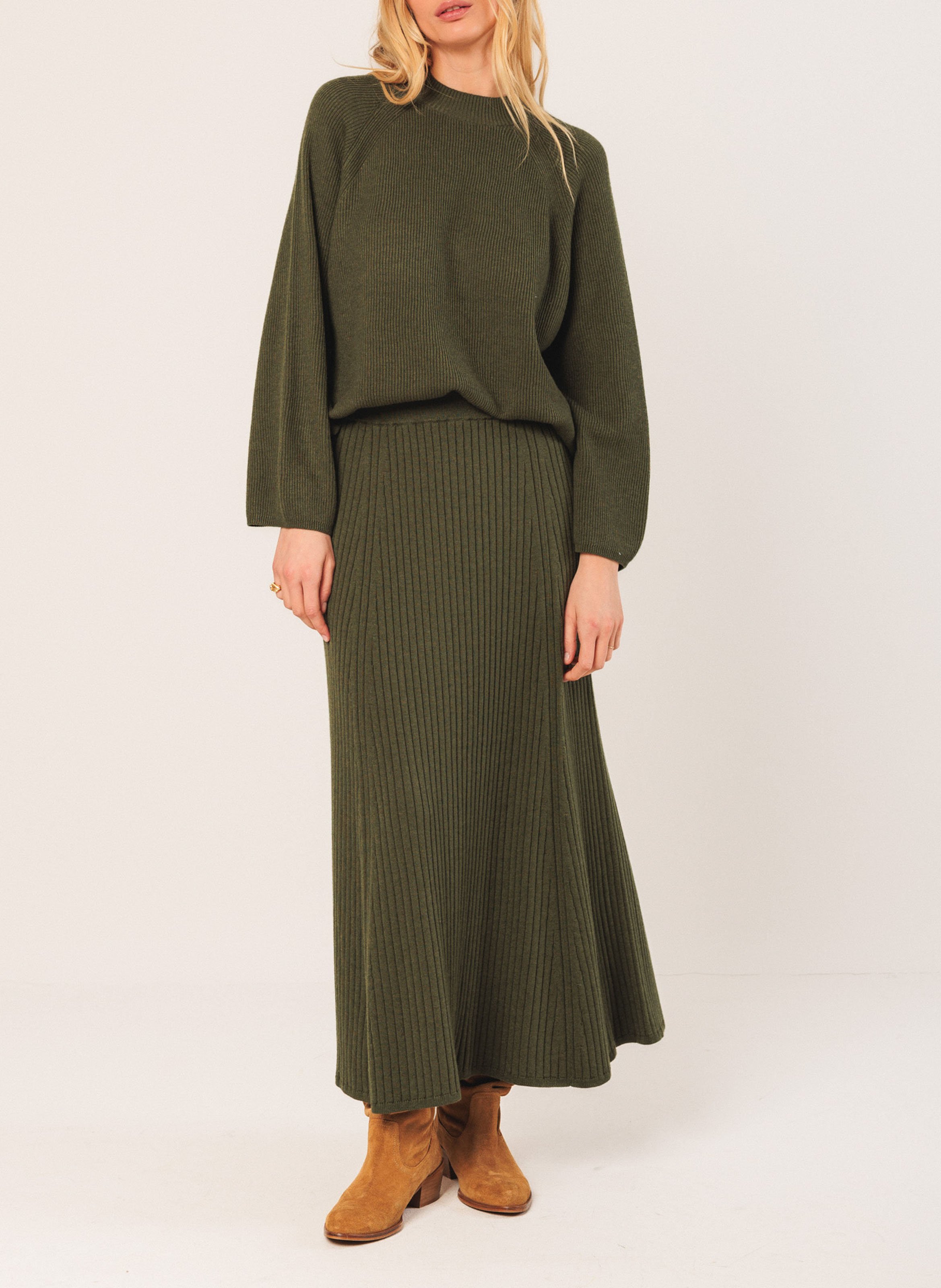 Long wool-blend skirt INDI & COLD Khaki