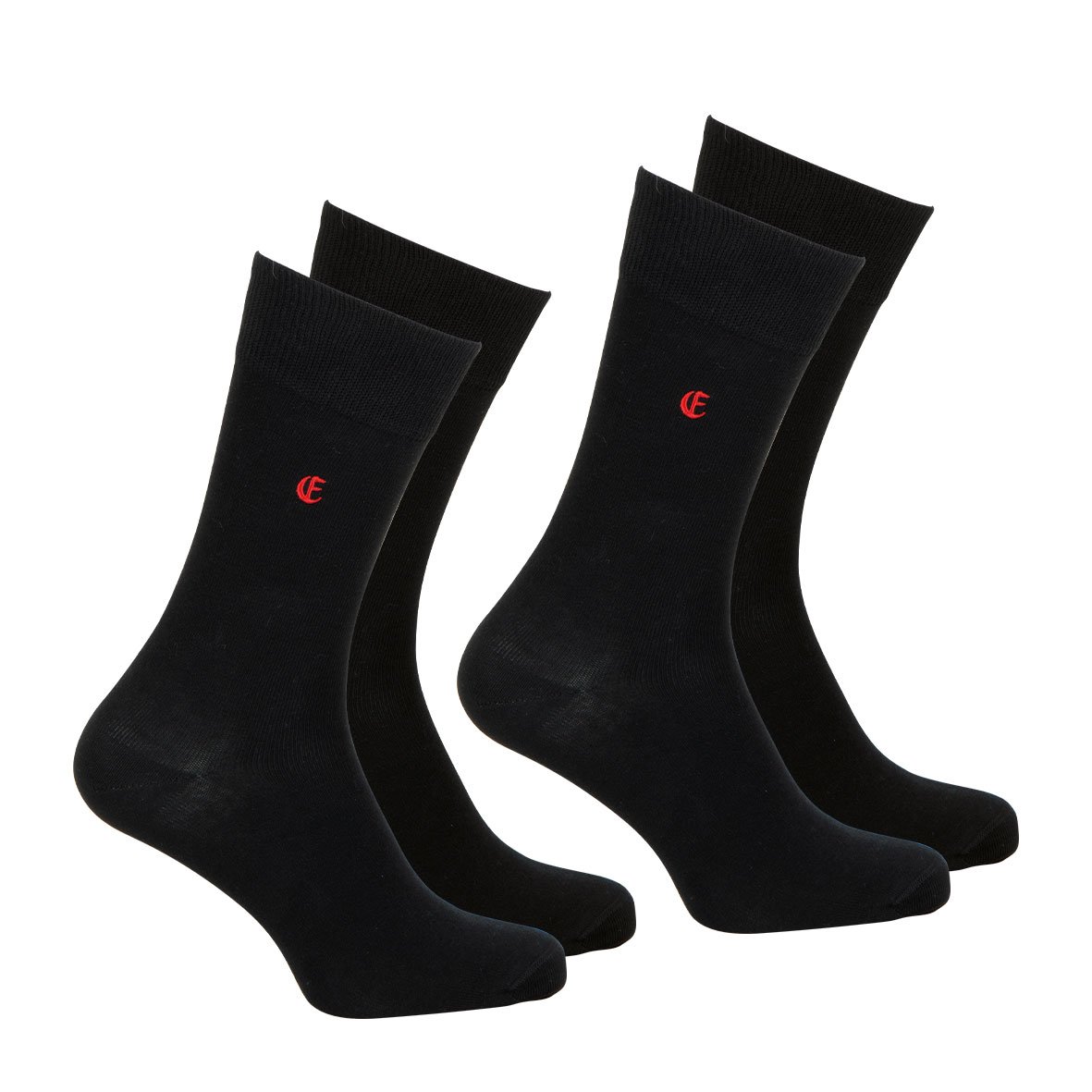 Set of 2 pairs of mid-high essential men's socks in combed cotton by Eminence. EMINENCE Black