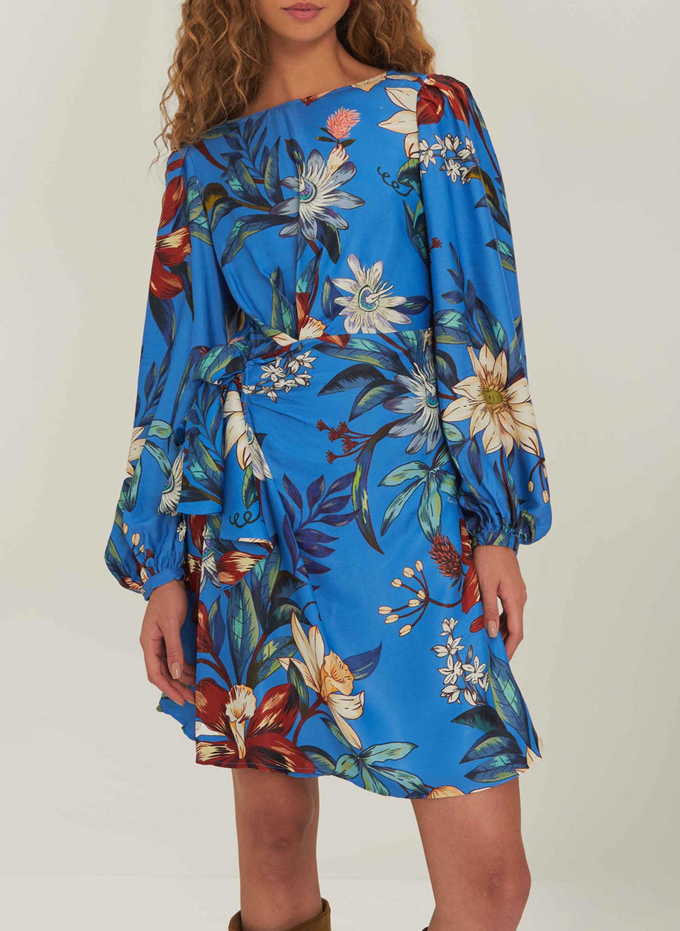 Robe courte col rond à imprimé floral  FARM RIO Bleu