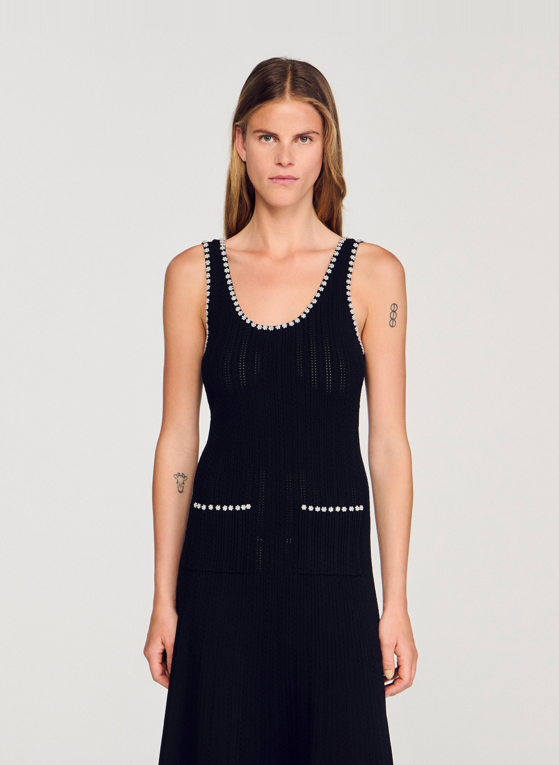 Robe longue en maille SANDRO Noir