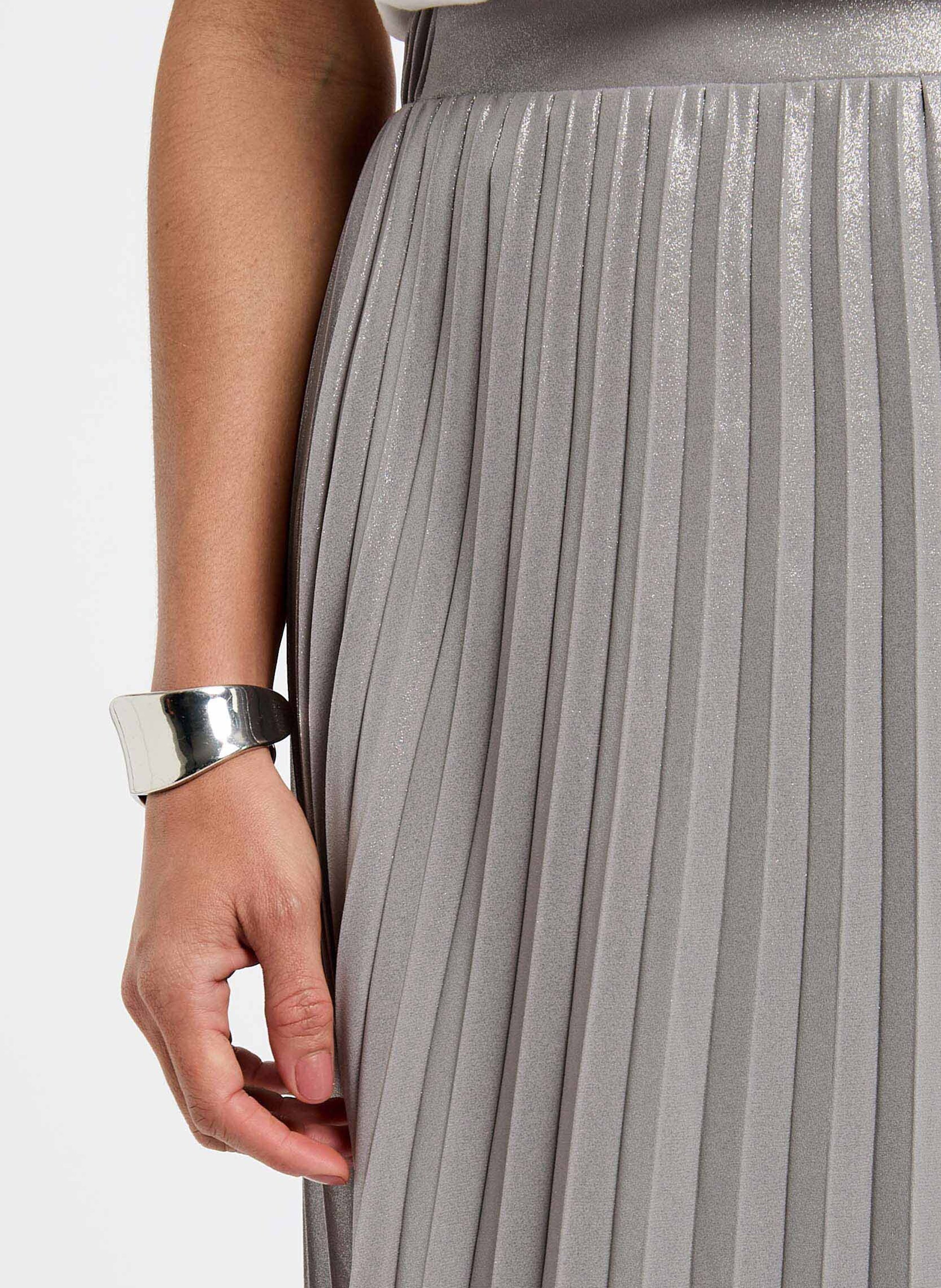 Jupe midi plissée MORGAN Argent