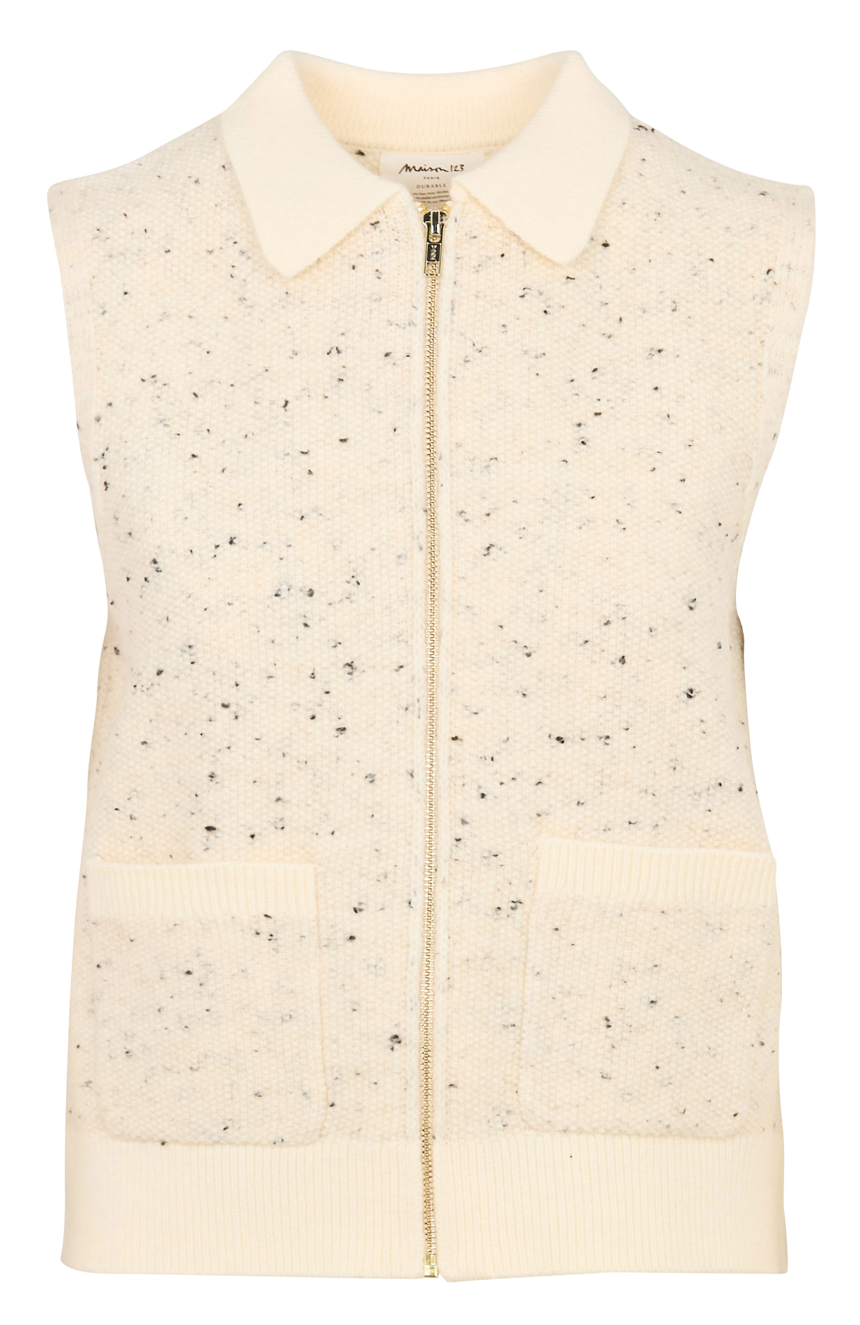 Gilet zippé col classique  MAISON 123 Beige