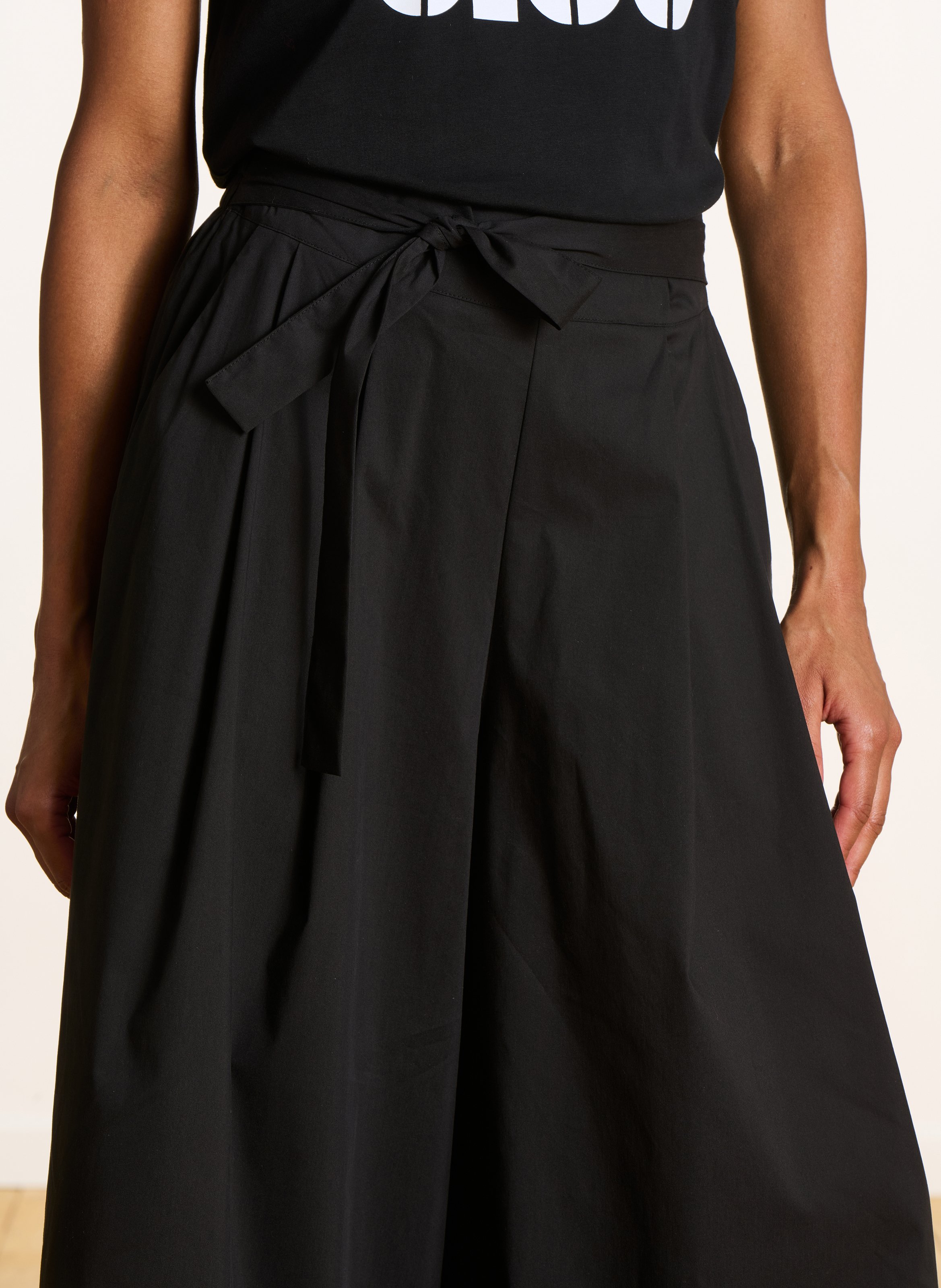 Wide-leg cotton blend pants LA FEE MARABOUTEE Black