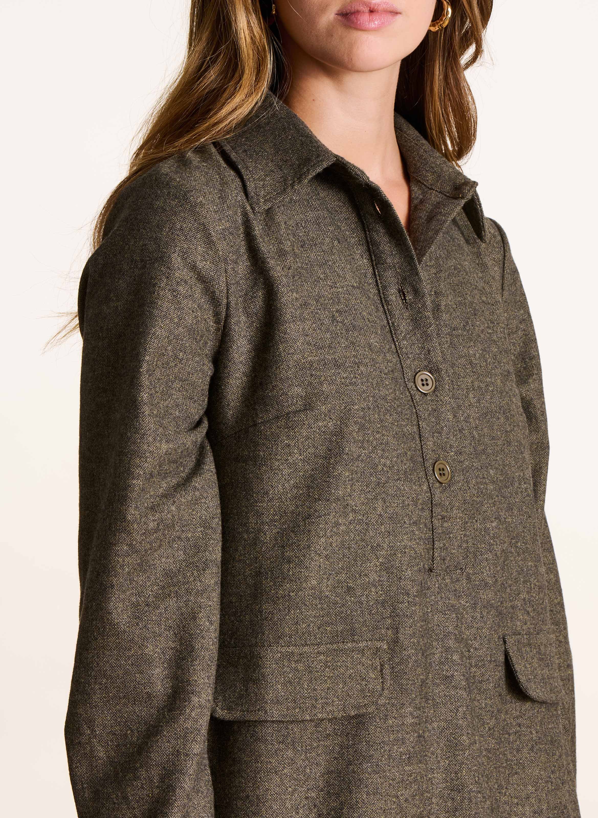 Short dress in blended recycled cotton LA FEE MARABOUTEE Brown