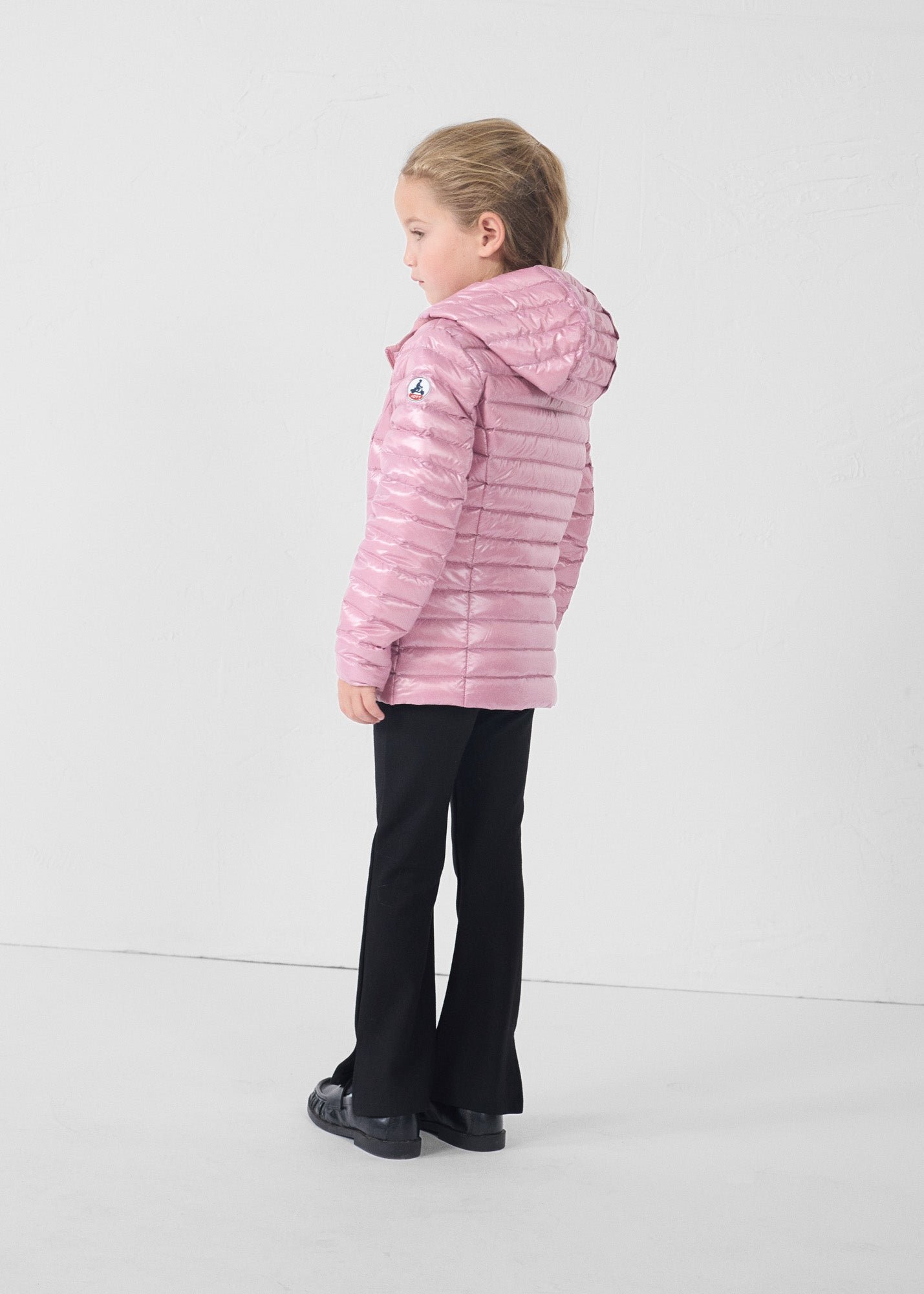 Shiny Carla light hooded puffer jacket for kids JOTT Pink