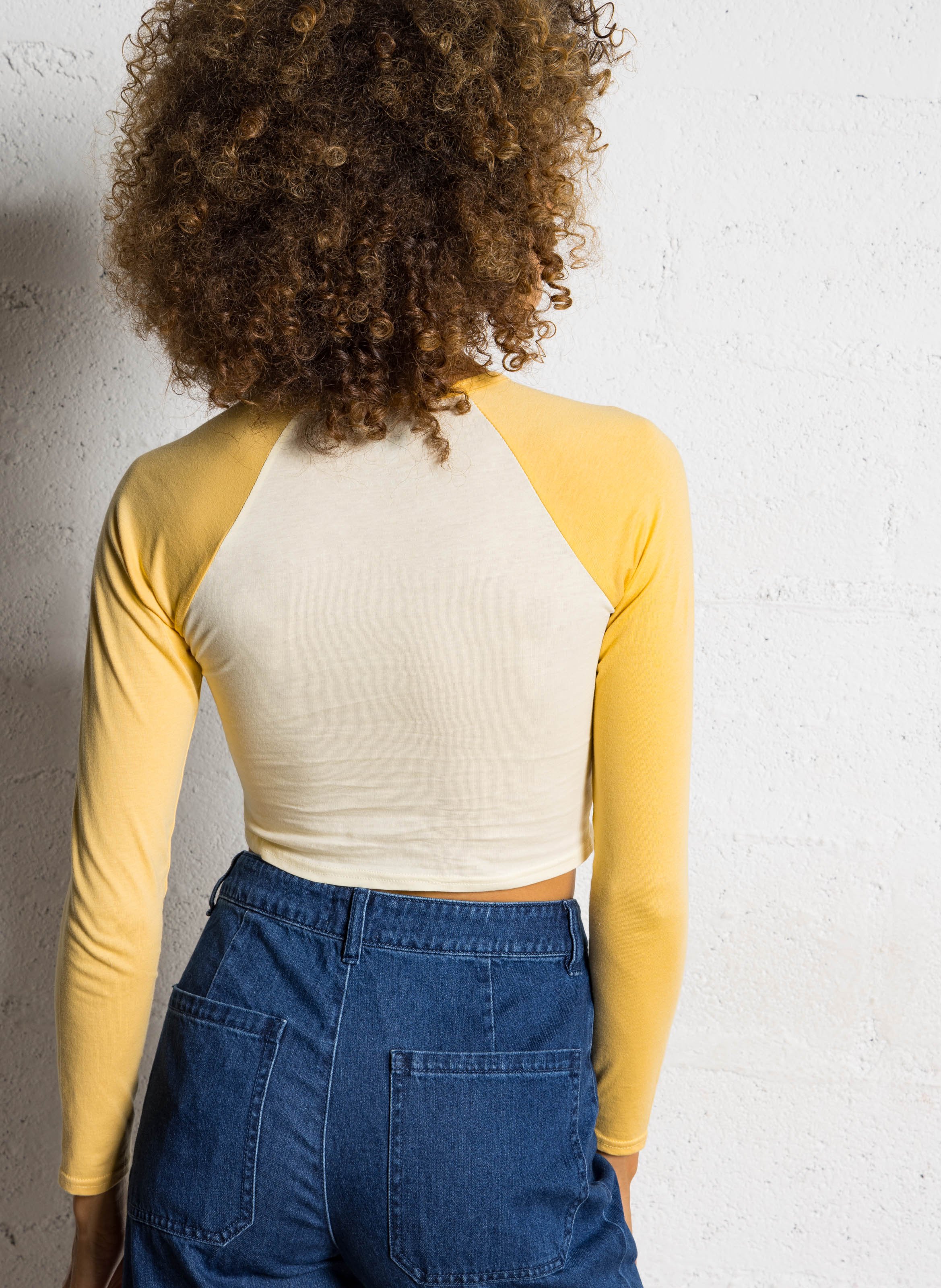 Tee-shirt court moulant en coton BILLABONG Jaune