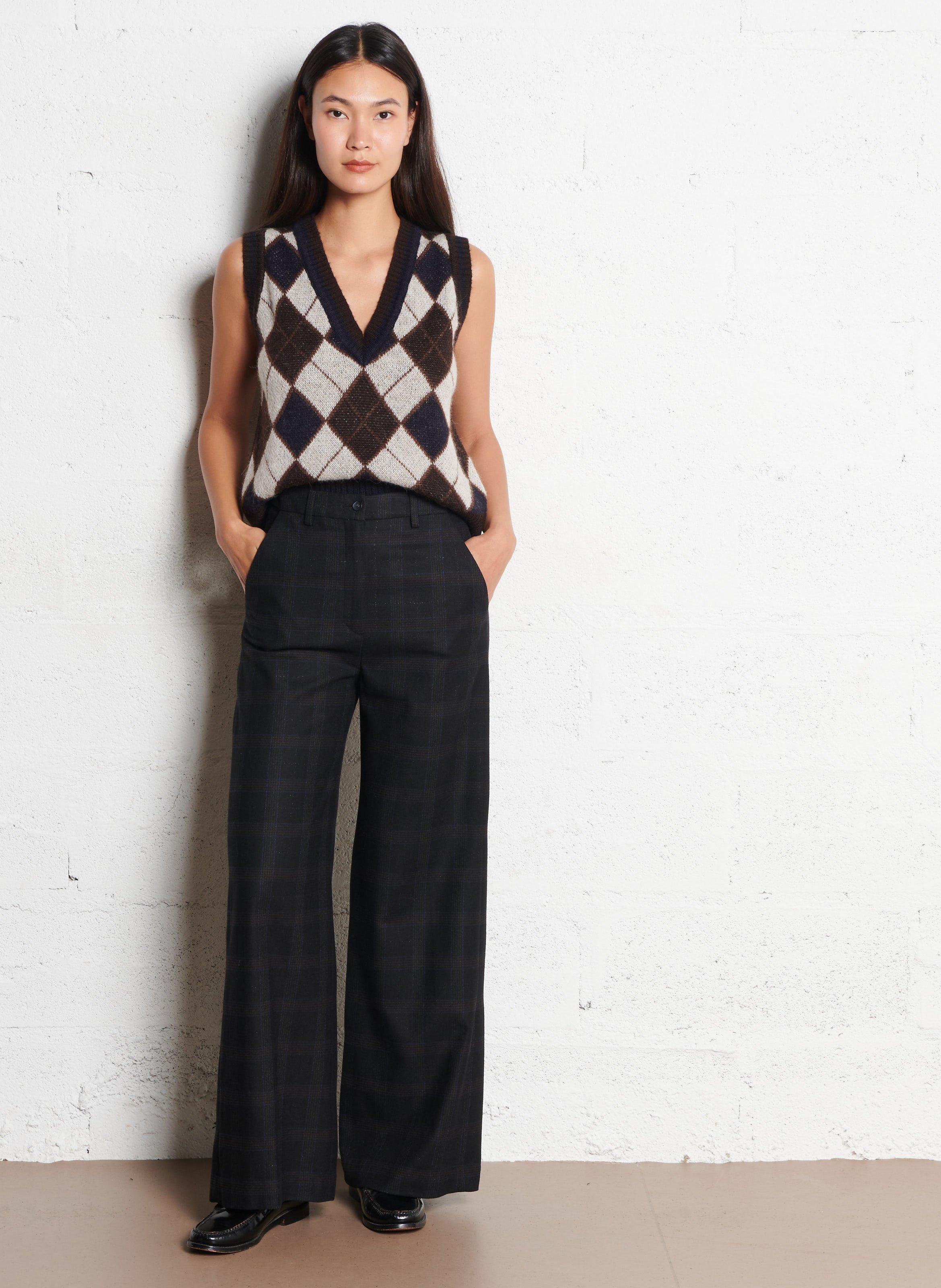 Pantalon large  DIEGA Marron