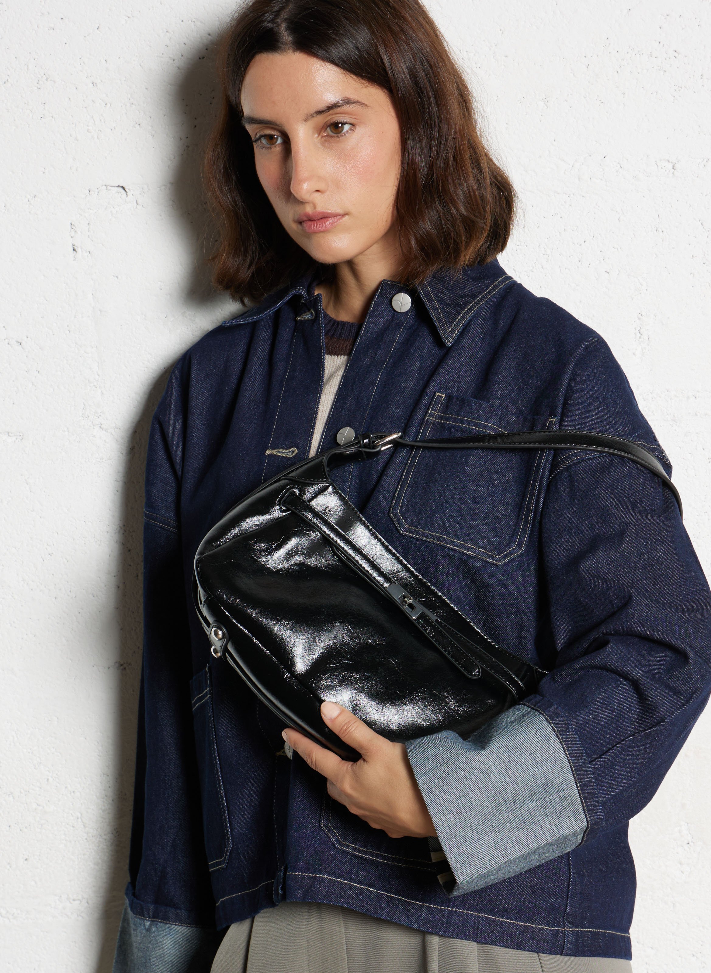 Schoudertas AU PRINTEMPS PARIS Zwart